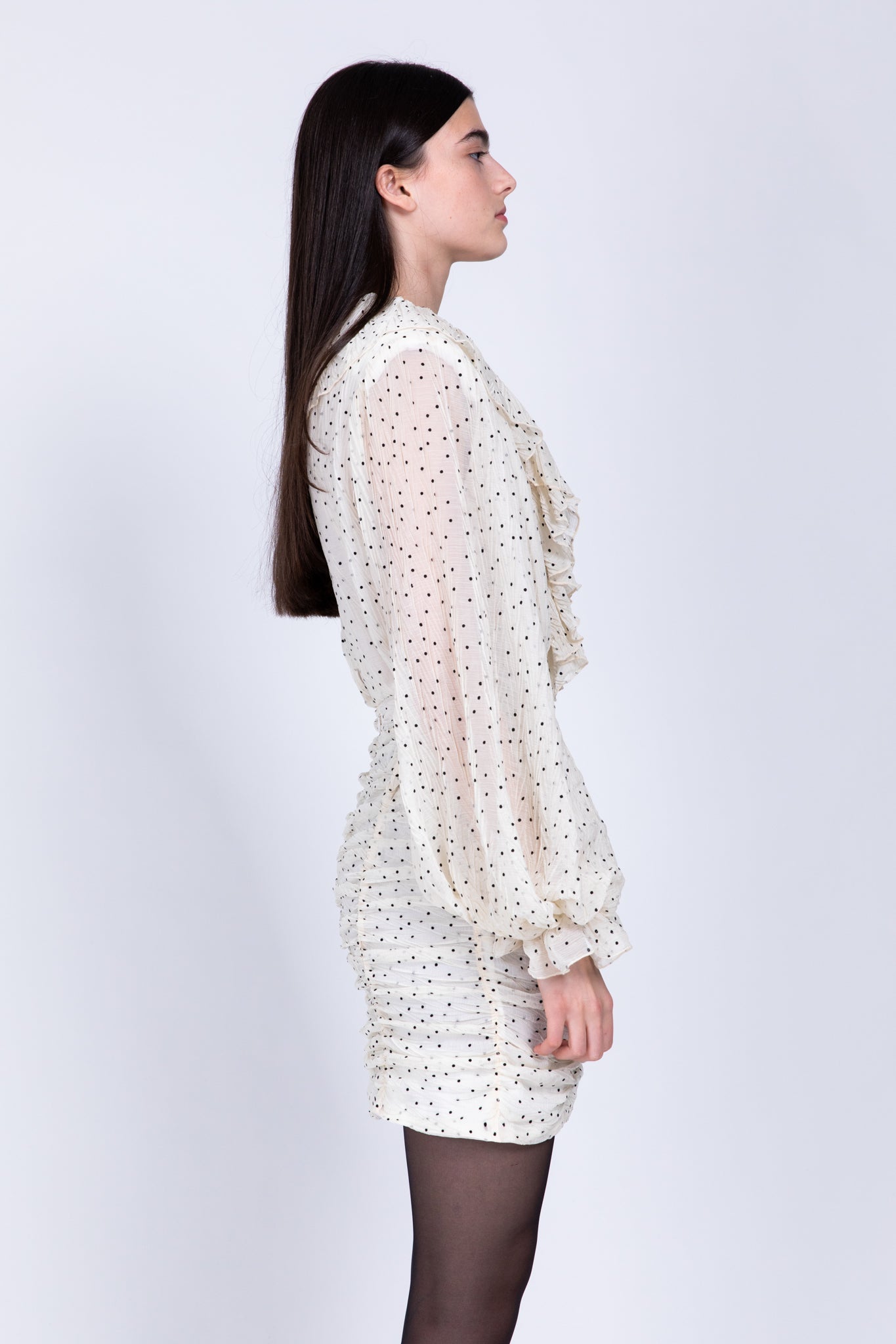 SABINA MUSAYEV - pleated_chiffon_w_dots_ivory_fw_22_23