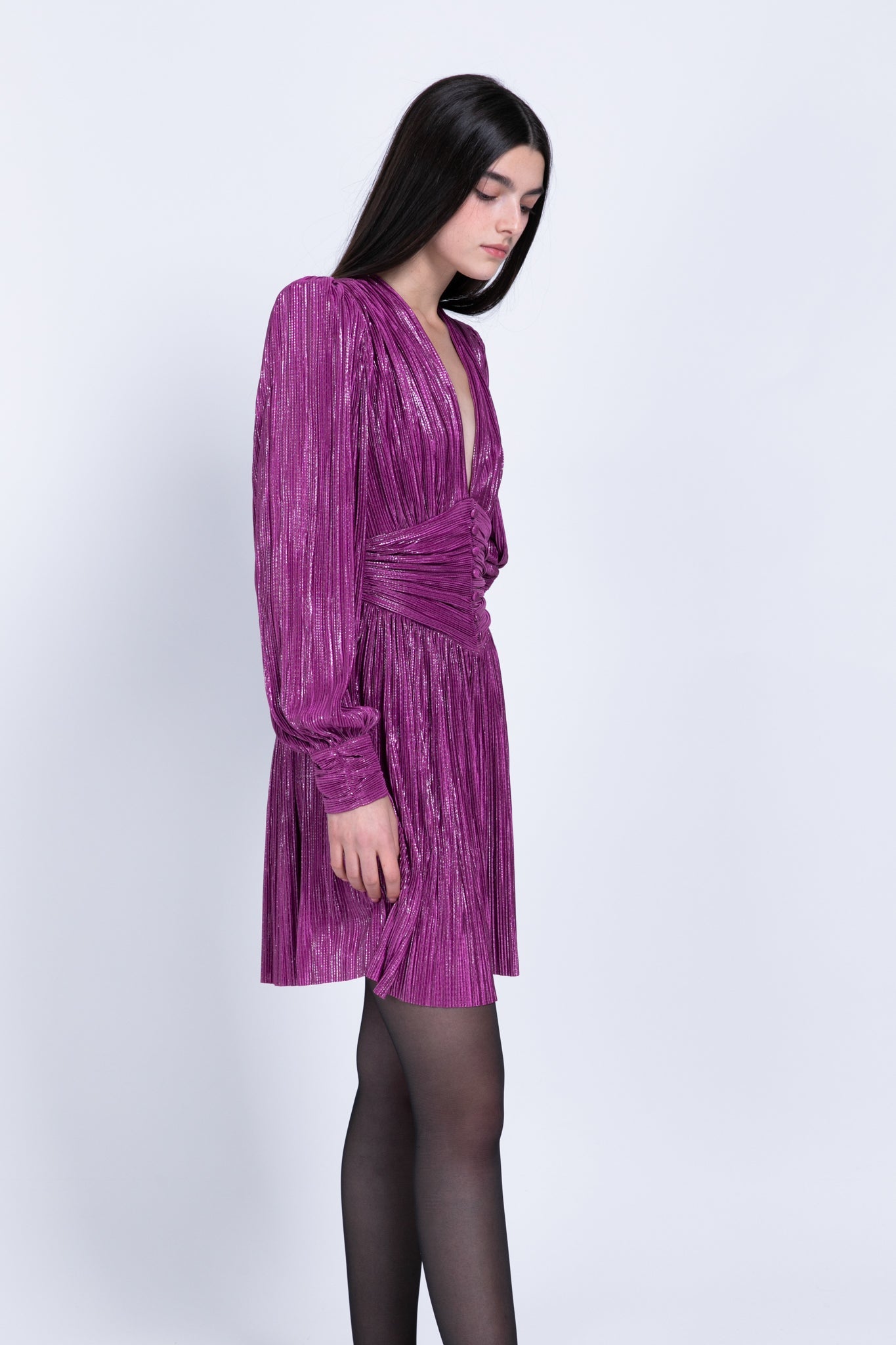 SABINA MUSAYEV - pleated_knit_w_foil_purple_fw_22_23
