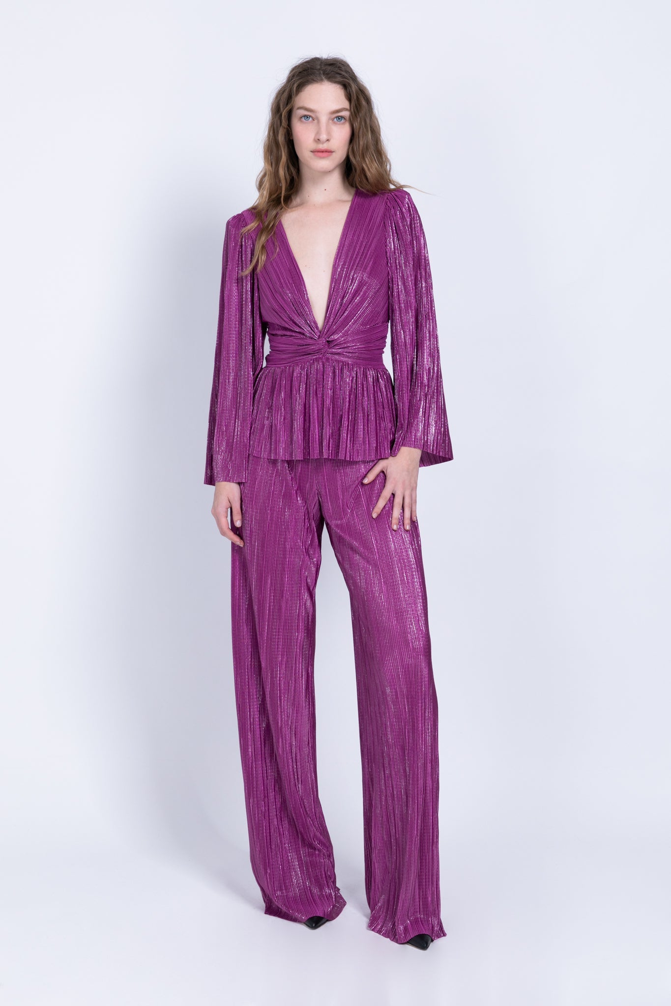 SABINA MUSAYEV - pleated_knit_w_foil_purple_fw_22_23