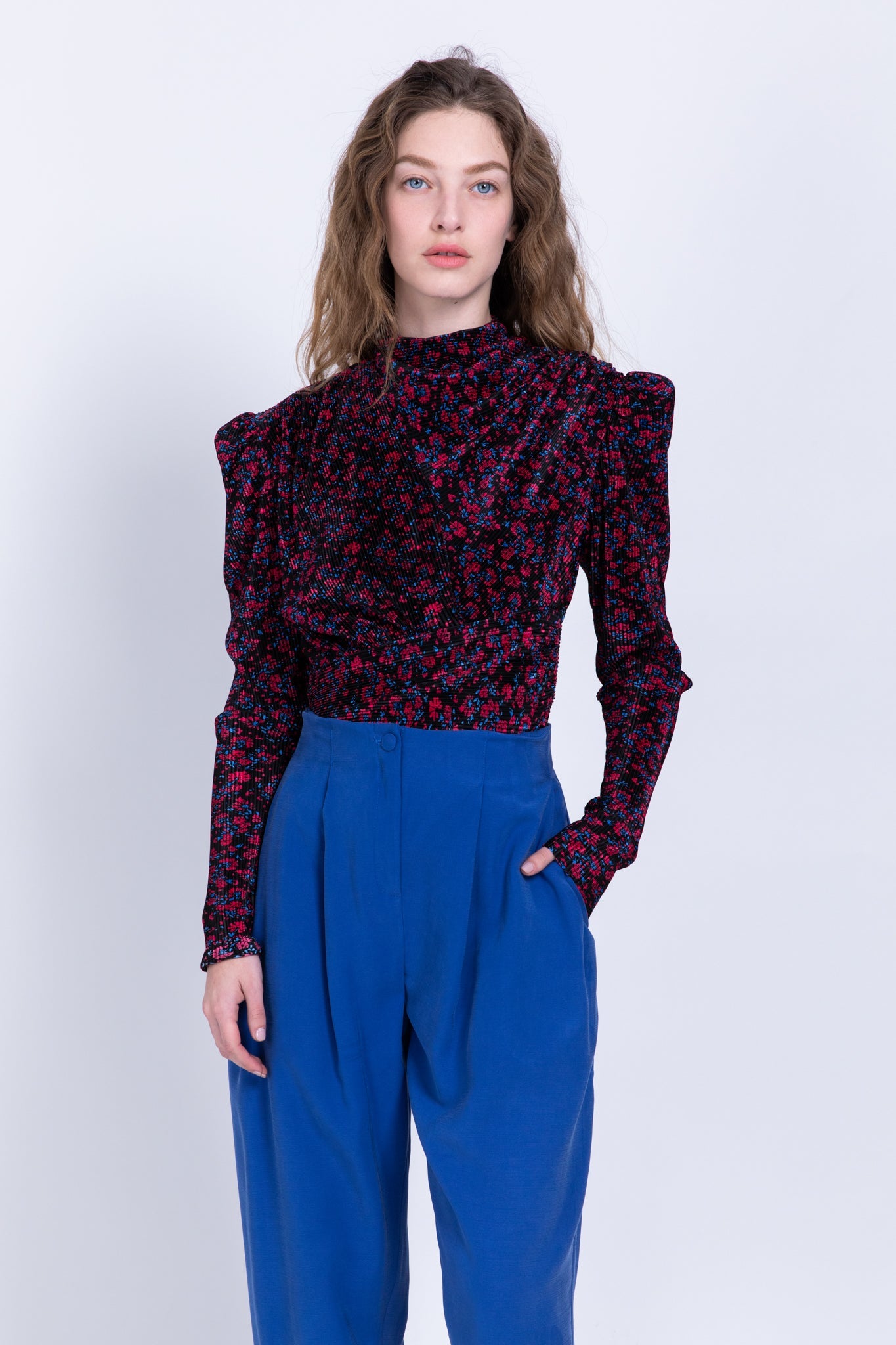 SABINA MUSAYEV - printed_pleated_knit_black_fw_22_23