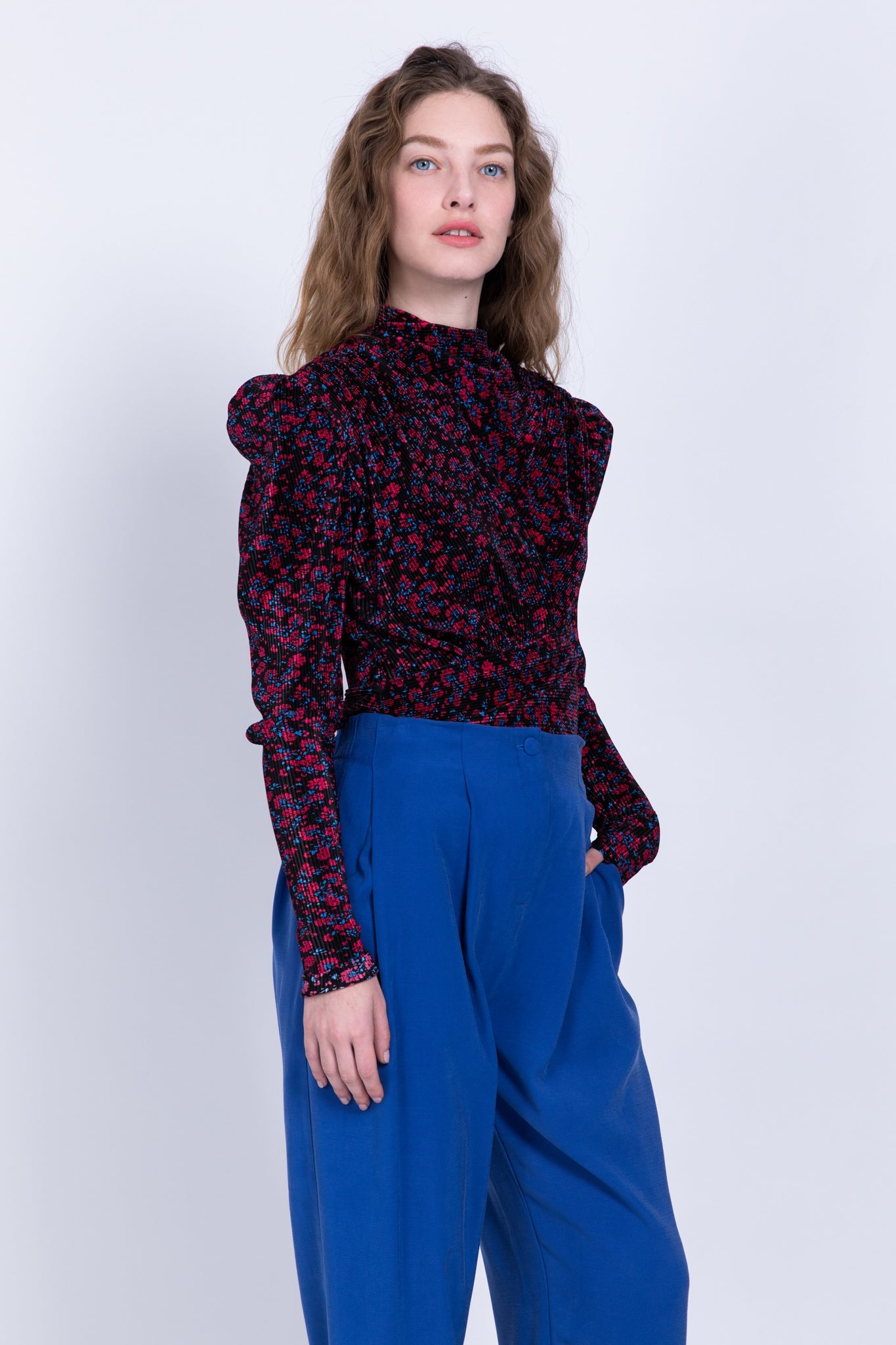 SABINA MUSAYEV - printed_pleated_knit_black_fw_22_23
