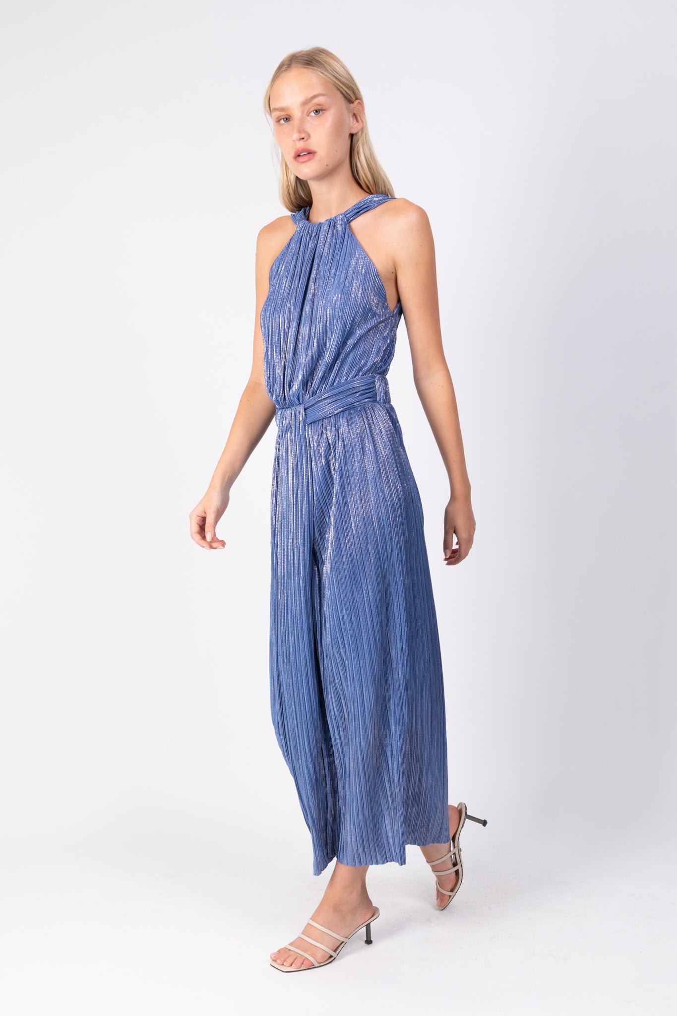 SABINA MUSAYEV - pleated_knit_w_foil_blue_ss_22