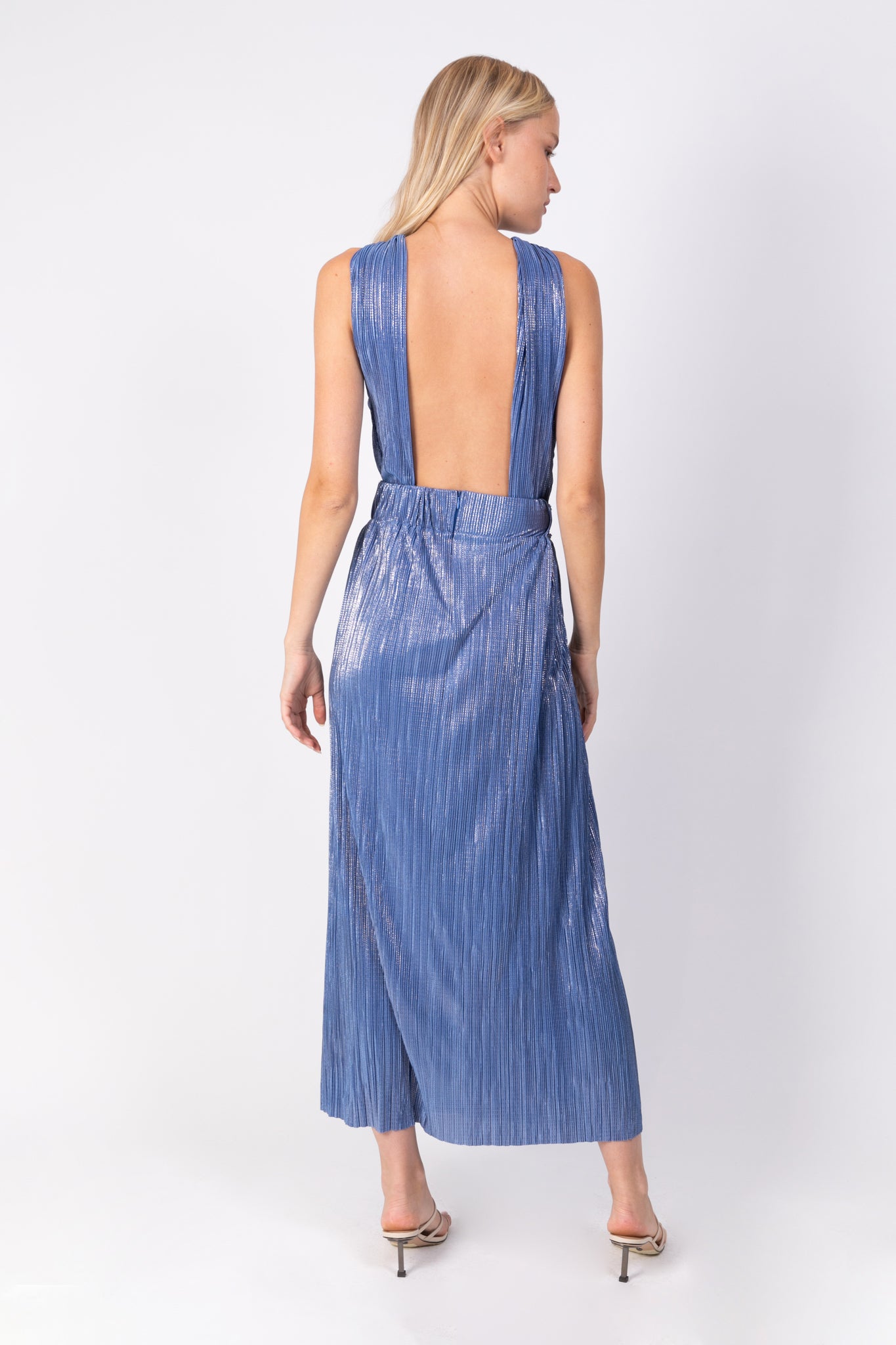 SABINA MUSAYEV - pleated_knit_w_foil_blue_ss_22