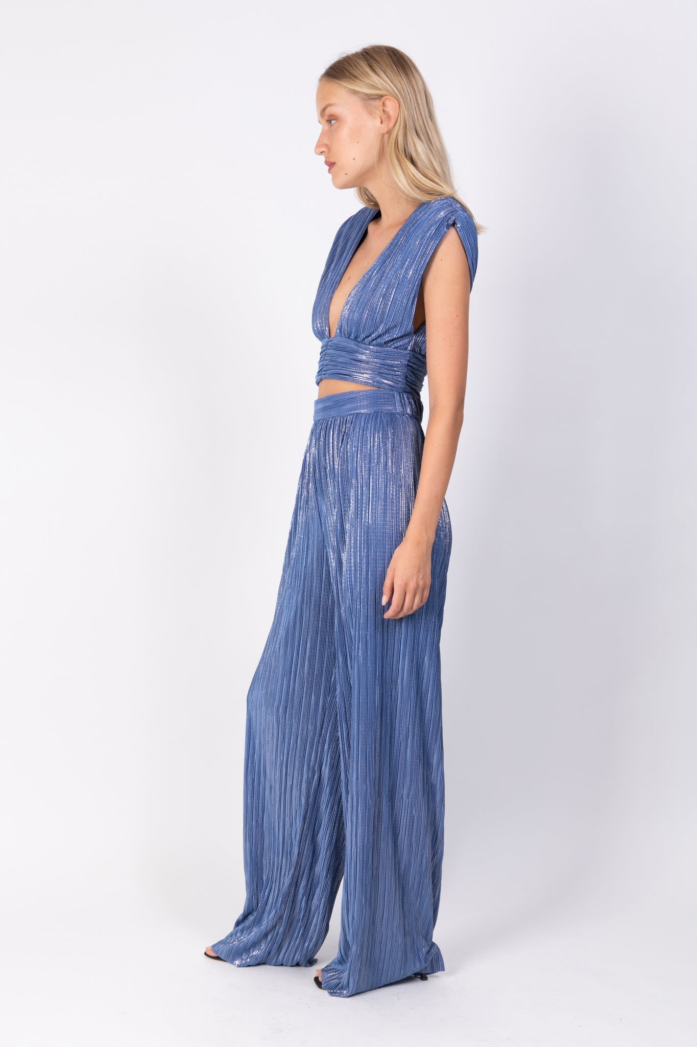 SABINA MUSAYEV - pleated_knit_w_foil_blue_ss_22