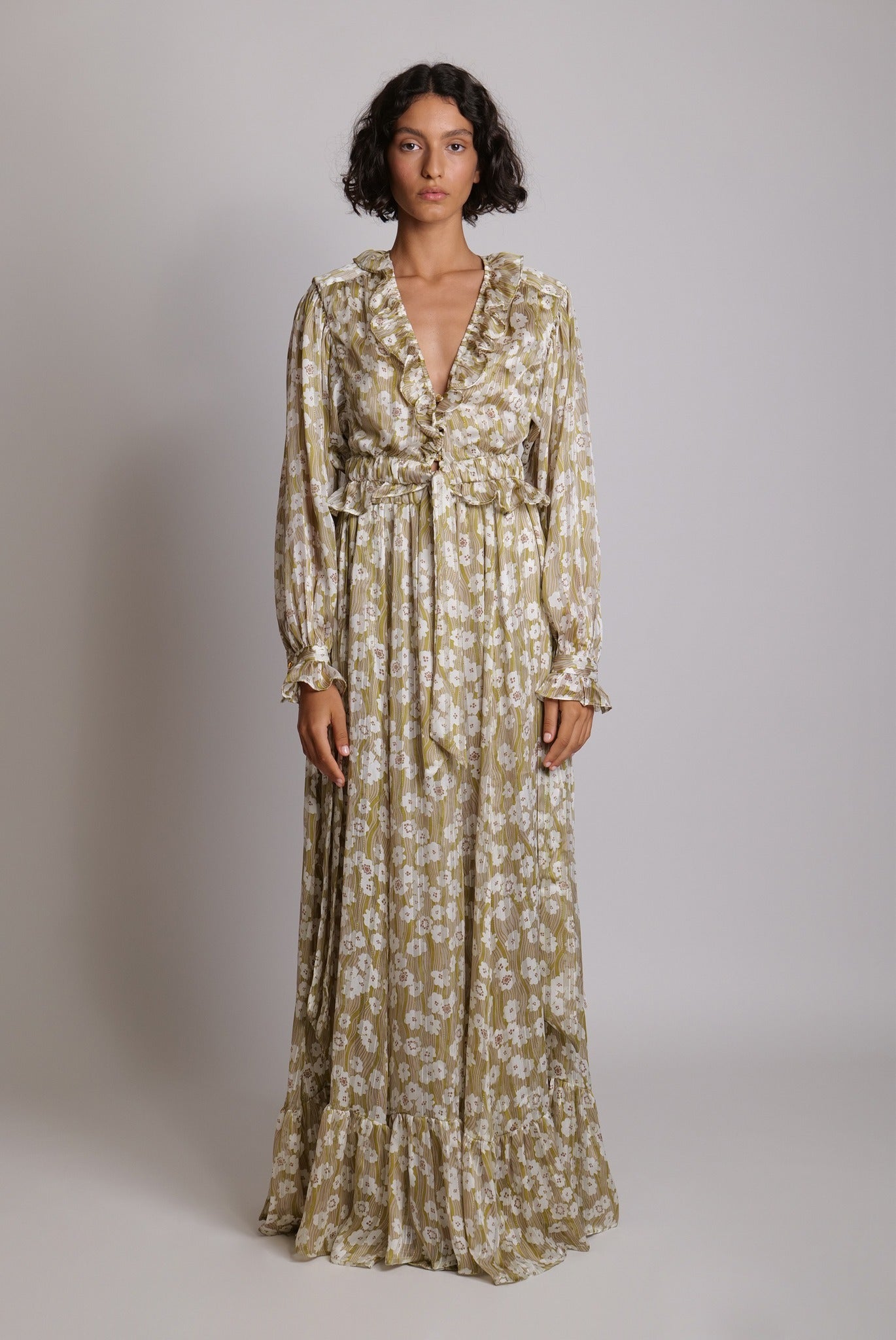 SABINA MUSAYEV - botanical_vine_chiffon_w_lurex_lime