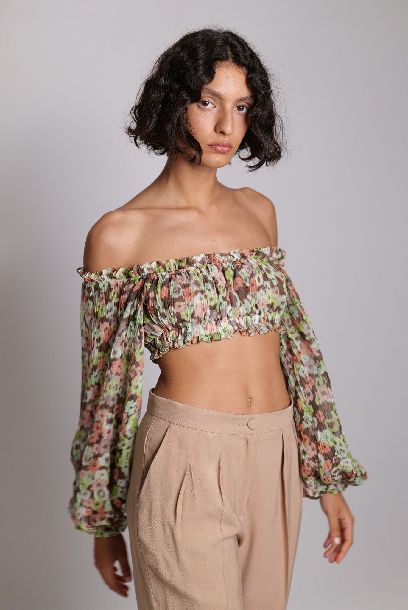 SABINA MUSAYEV - bloom_field_pleated_chiffon_peach