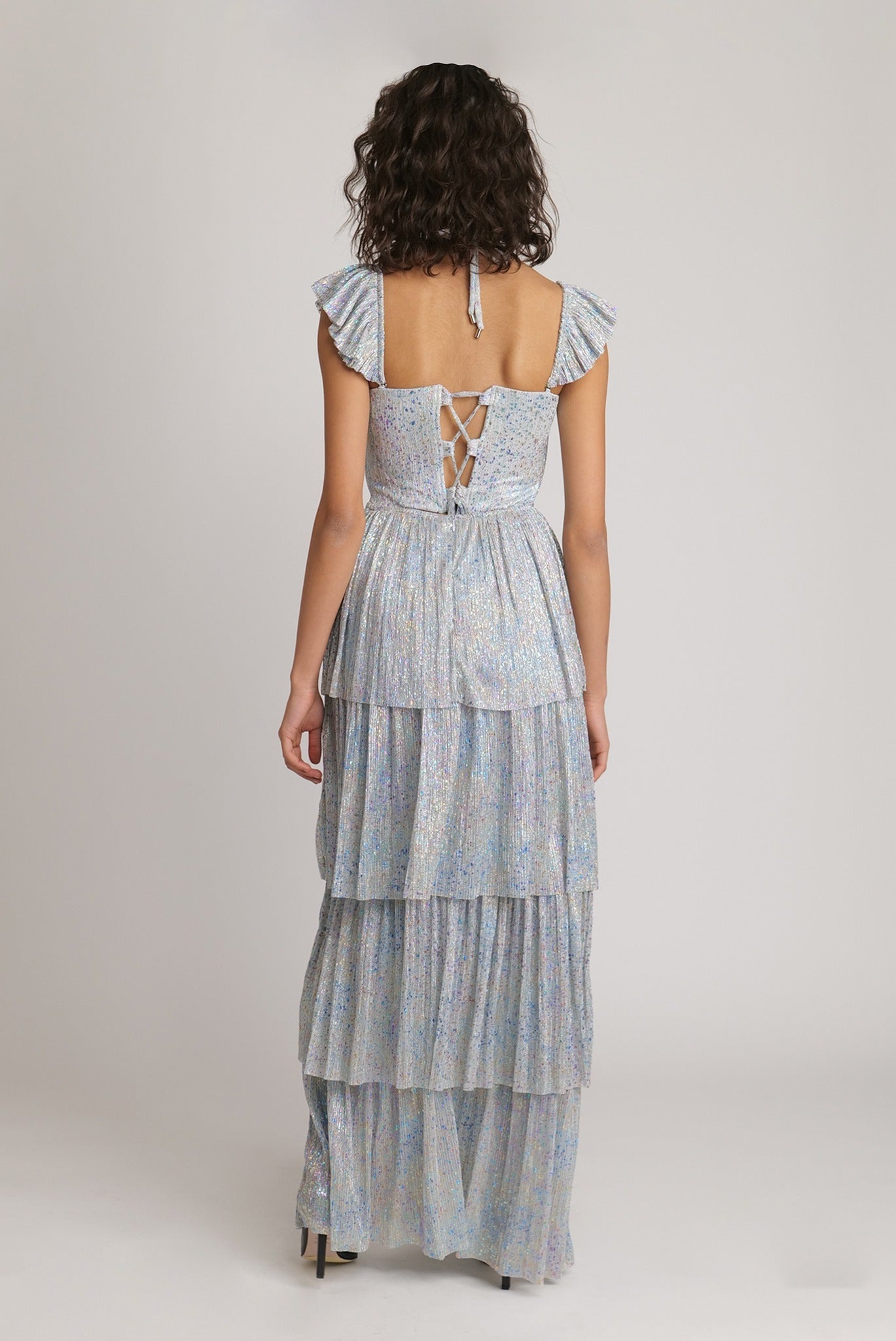 SABINA MUSAYEV - pleated_knit_w_multi_dot_foil_silver_mop_fw_23_24