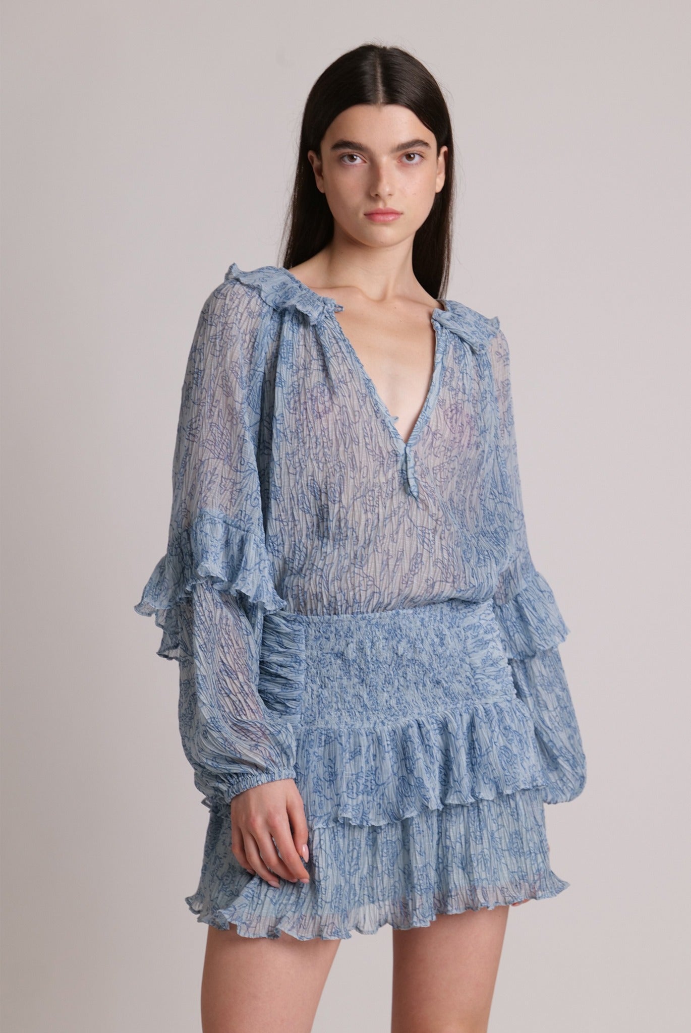 SABINA MUSAYEV - folk_pleated_chiffon_aqua_23_24