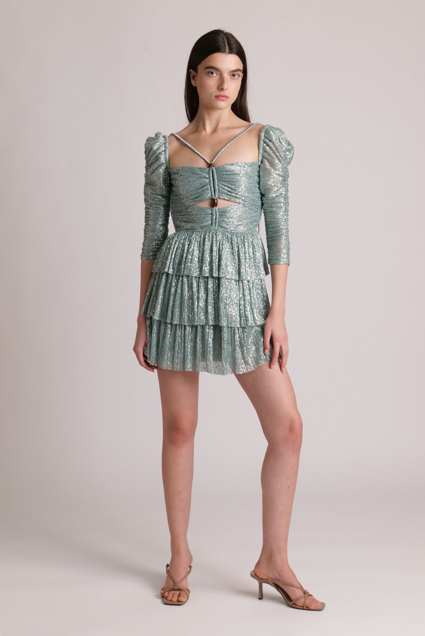 SABINA MUSAYEV - pleated_knit_w_multi_dot_foil_sage_blue