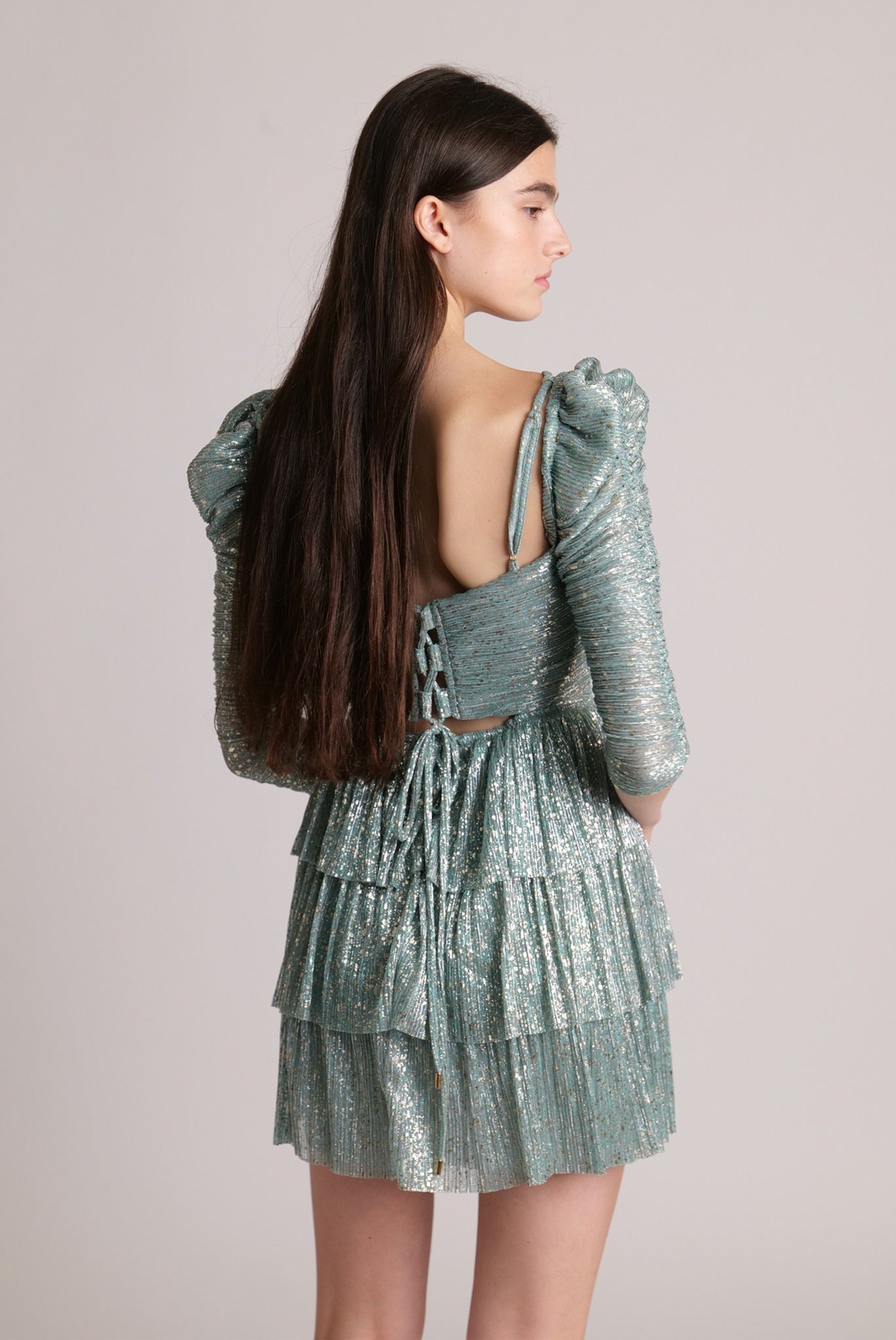 SABINA MUSAYEV - pleated_knit_w_multi_dot_foil_sage_blue
