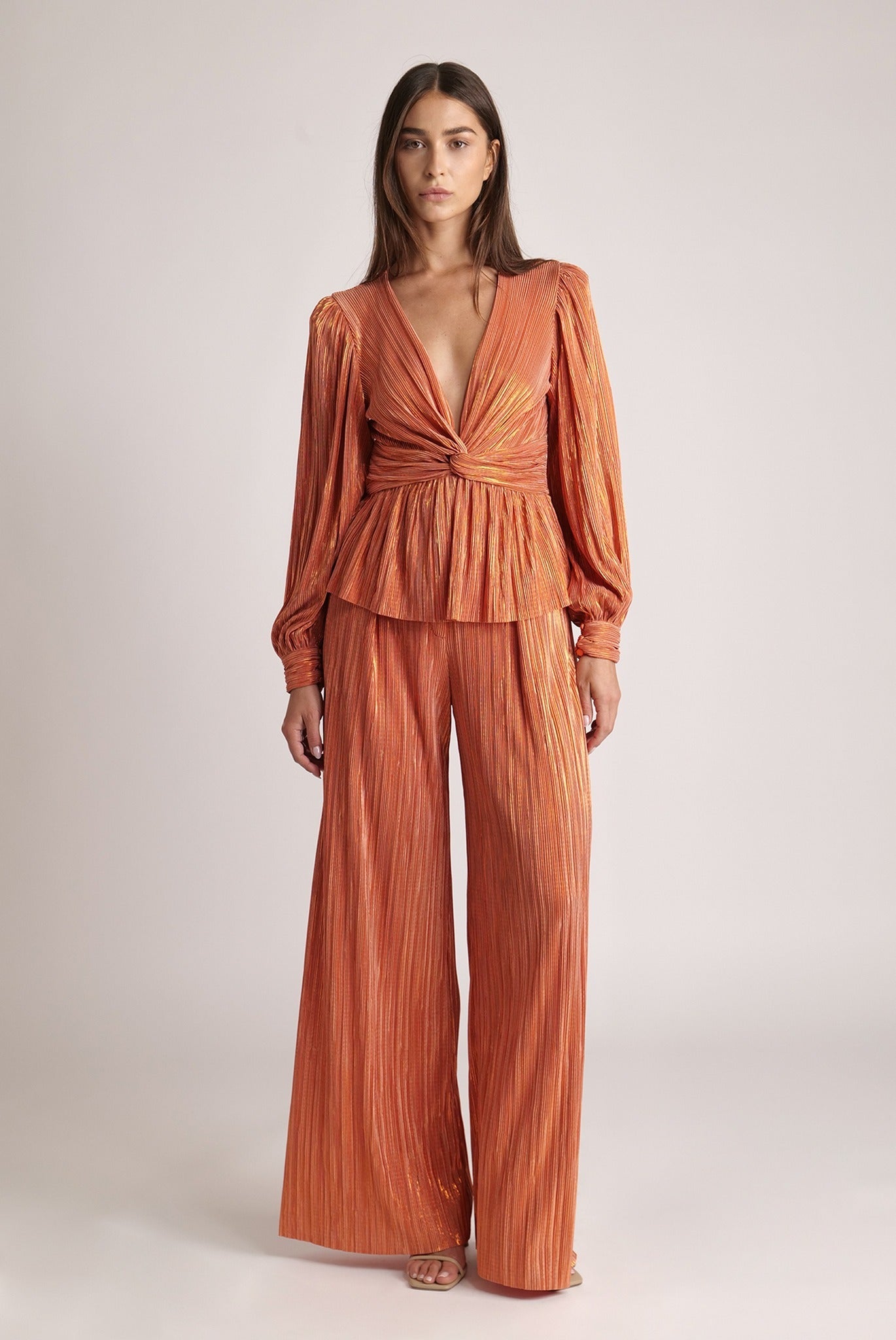 SABINA MUSAYEV - pleated_knit_w_foil_orange_spring_24