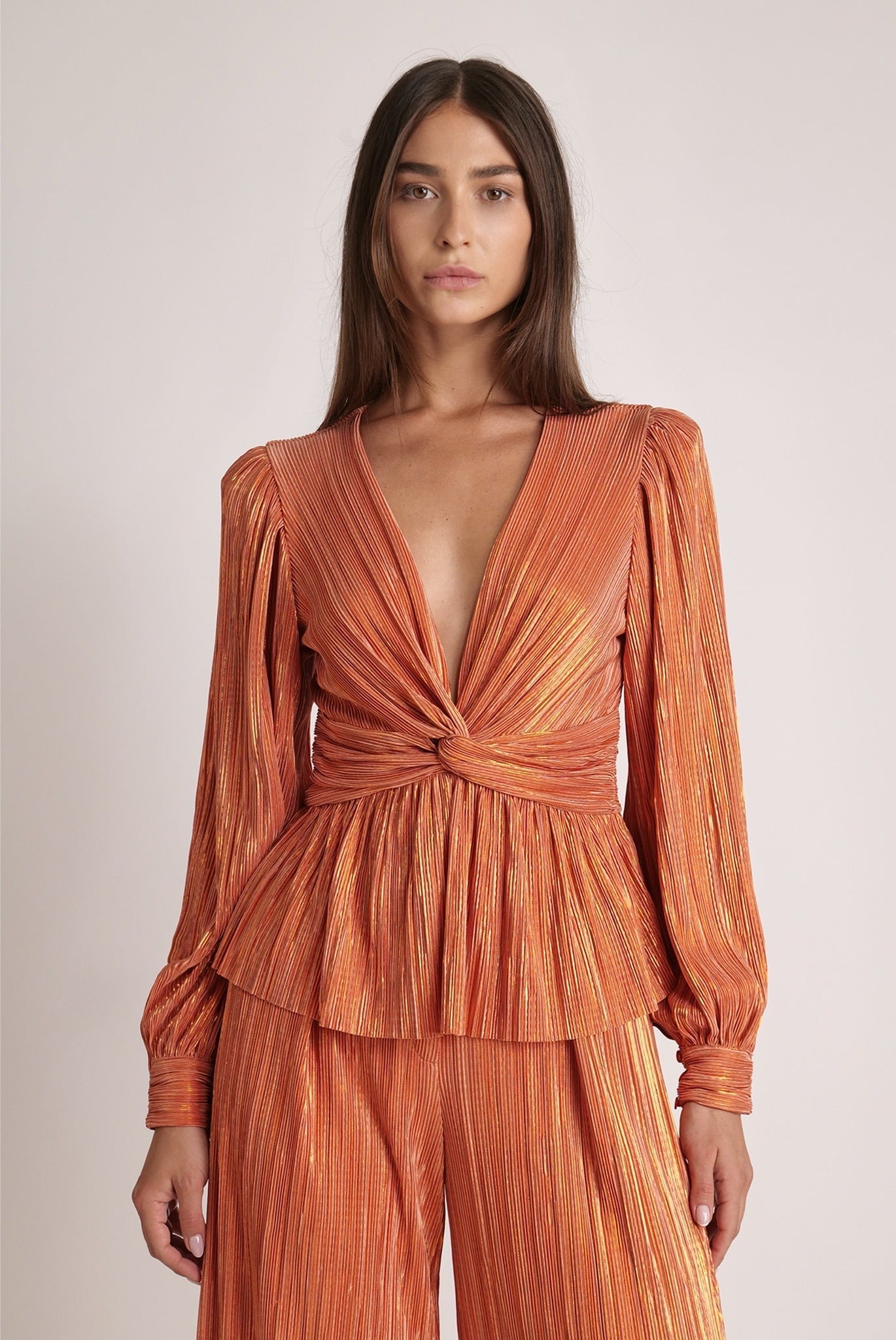 SABINA MUSAYEV - pleated_knit_w_foil_orange_spring_24