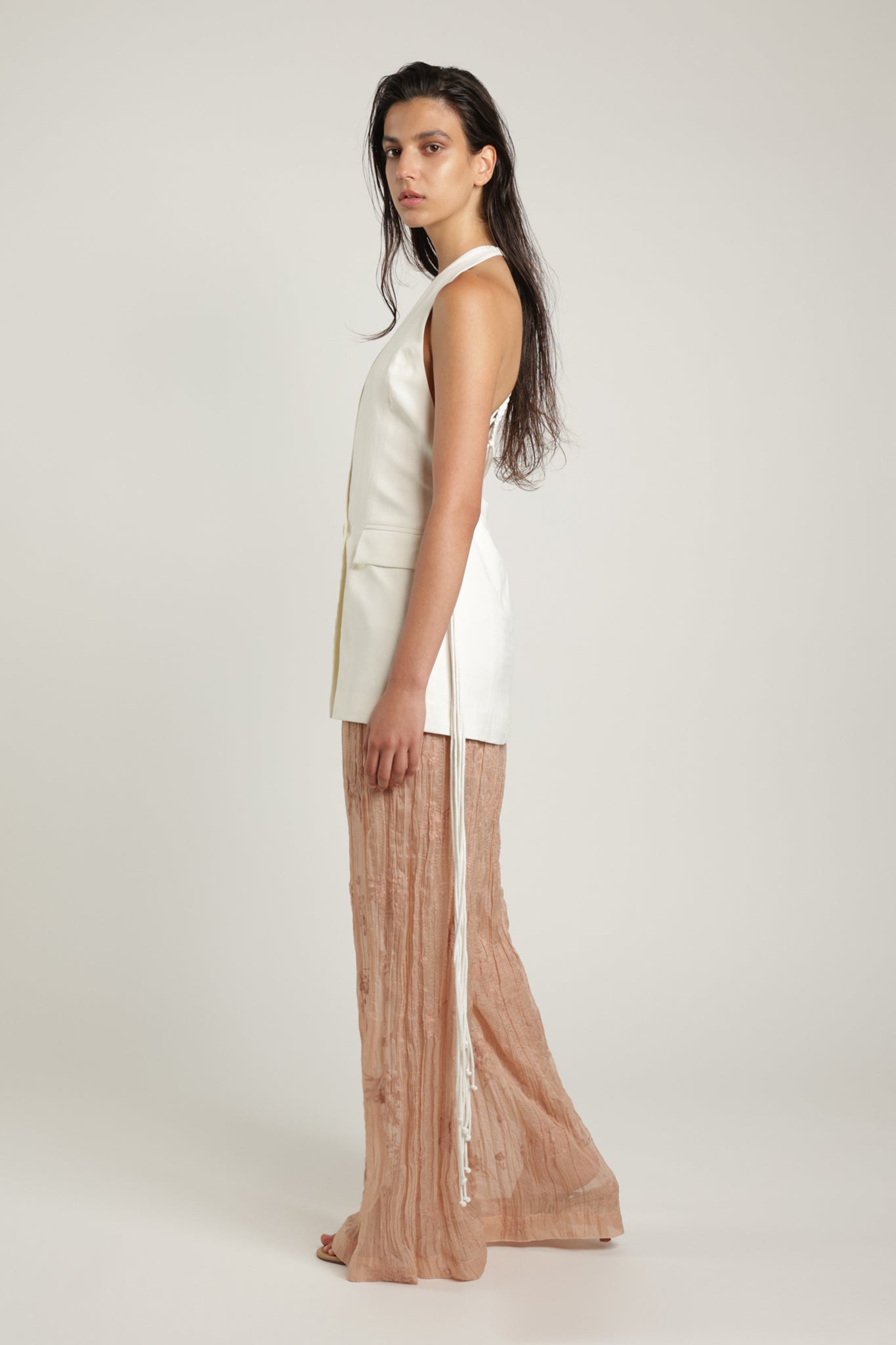 SABINA MUSAYEV - pleated_chiffon_w_emb_cream_latte_summer_24
