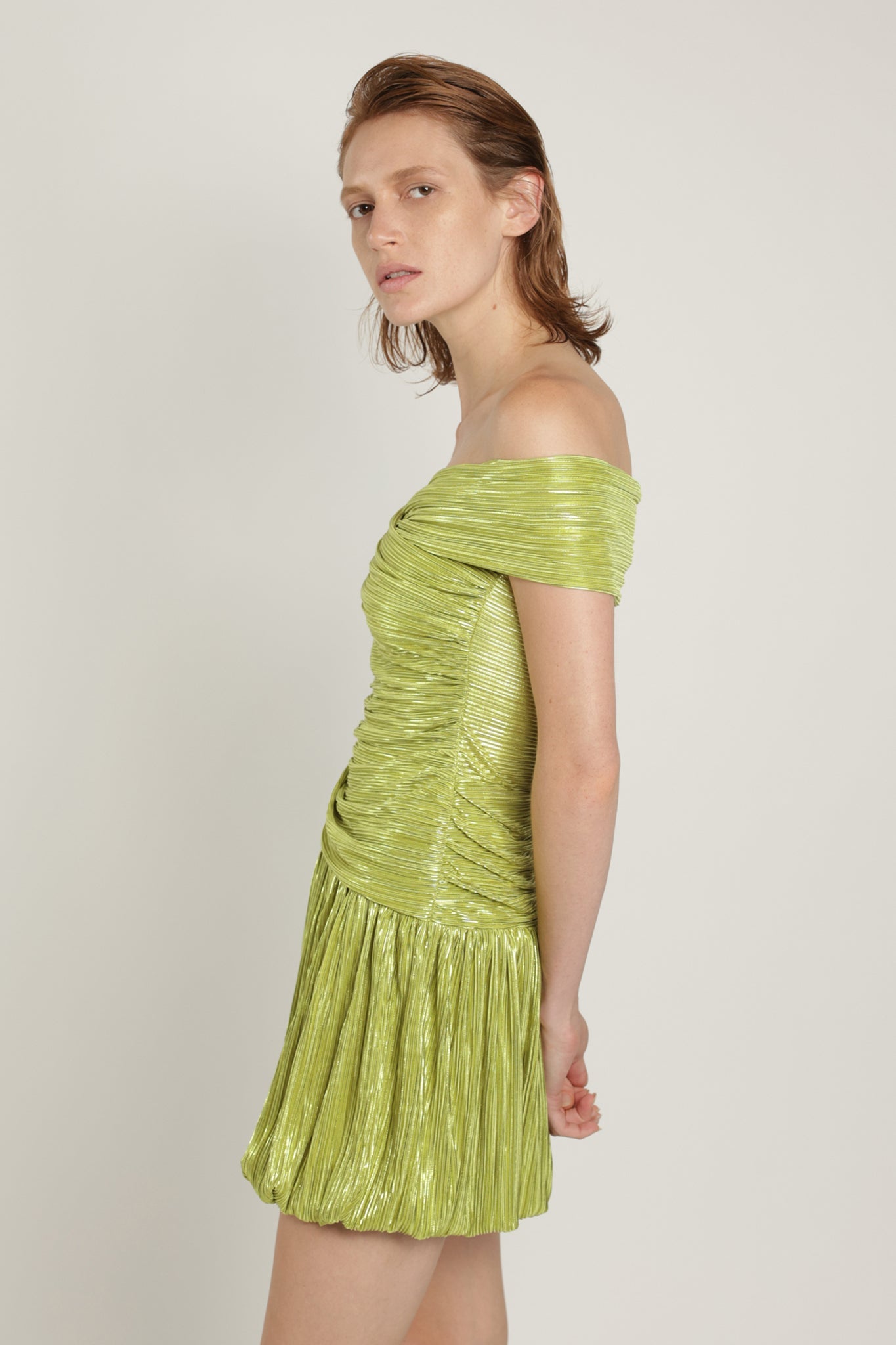 SABINA MUSAYEV - pleated_knit_w_foil_lime_green_summer_24