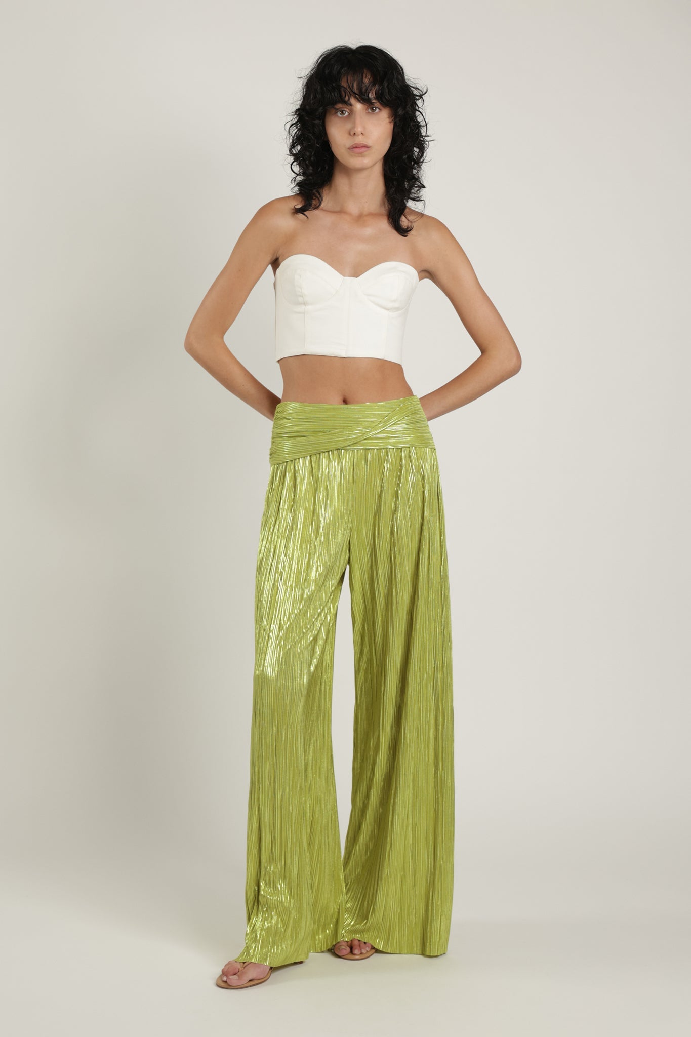SABINA MUSAYEV - pleated_knit_w_foil_lime_green_summer_24