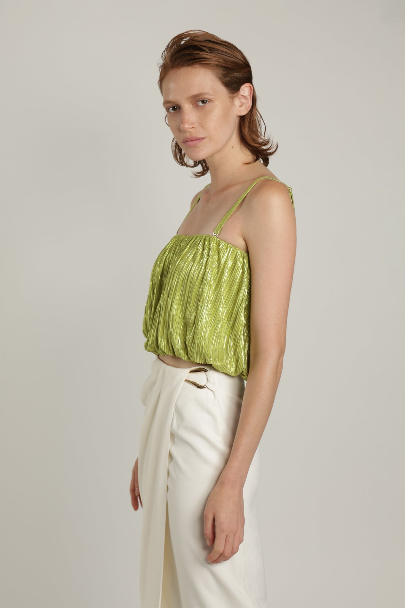 SABINA MUSAYEV - pleated_knit_w_foil_lime_green_summer_24