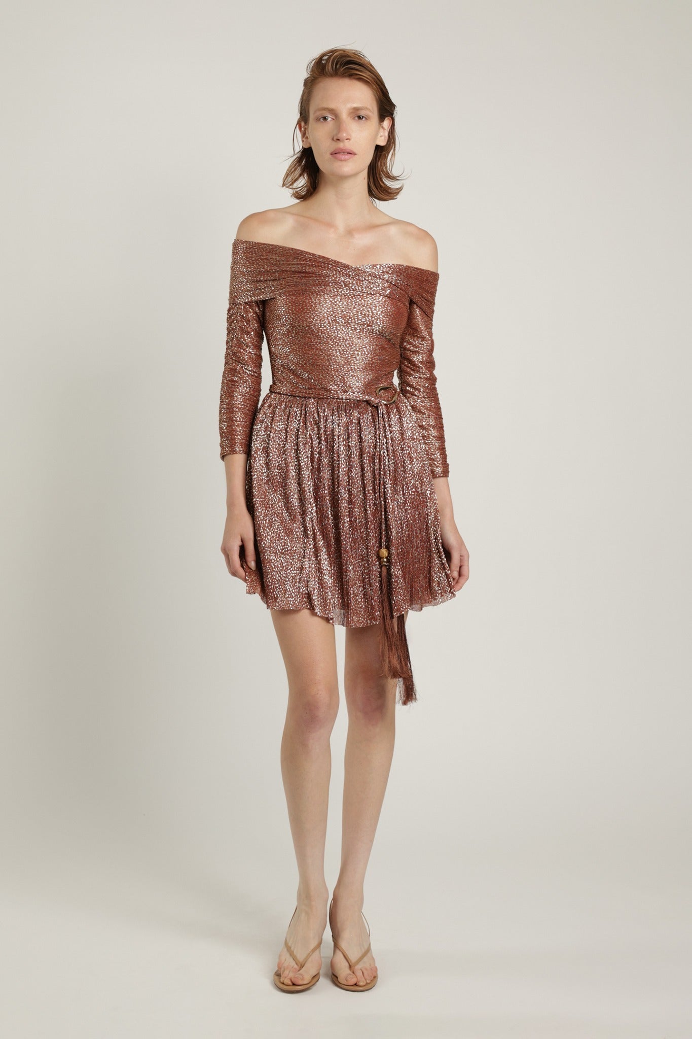 SABINA MUSAYEV - pleated_knit_w_speckled_foil_rust_summer_24