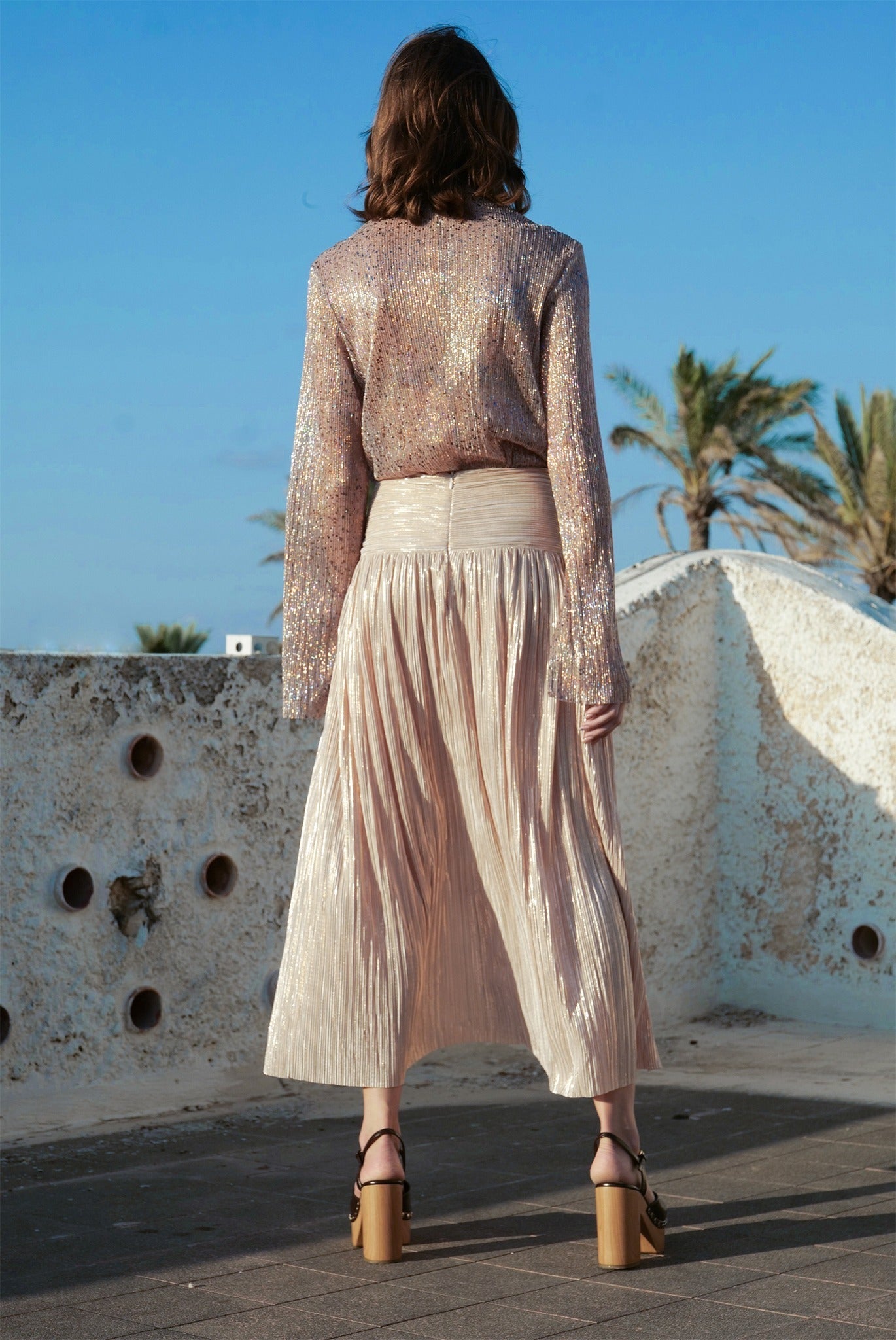 SABINA MUSAYEV - pleated_knit_w_foil_pearl_blush_fw_23_24