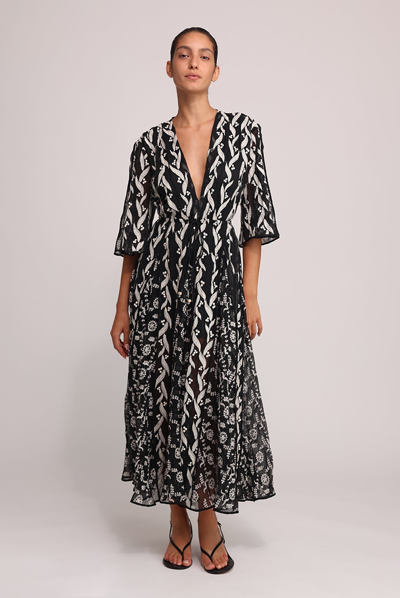 SABINA MUSAYEV - pleated_chiffon_w_emb_black_summer_25