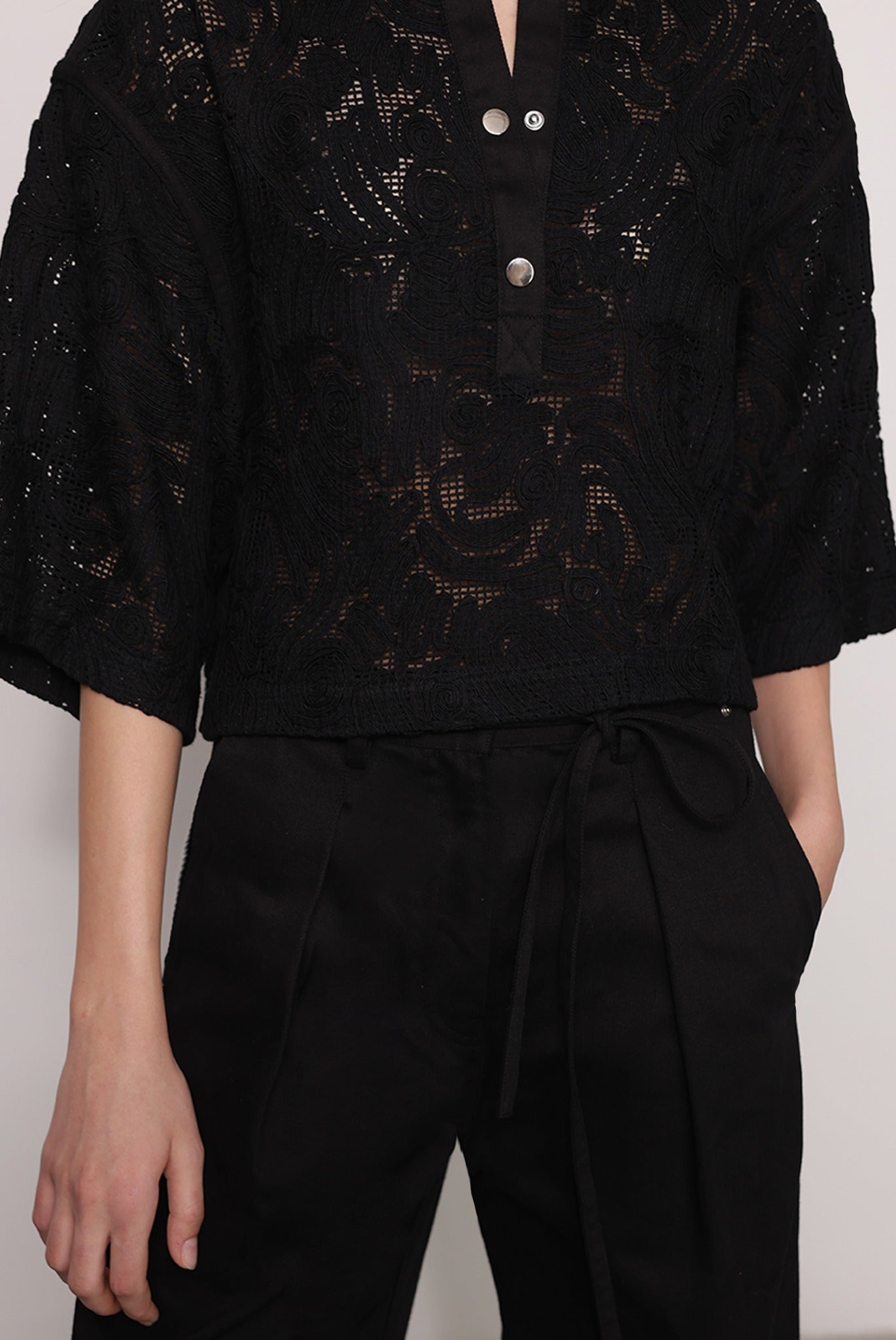 SABINA MUSAYEV - brushed_denim_w._ribbon_mesh_black_fw_25_26