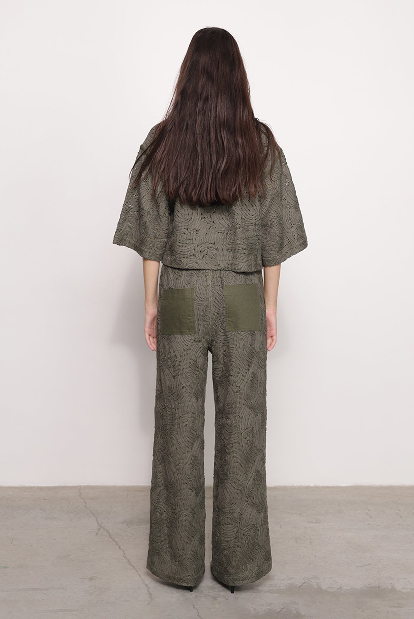 SABINA MUSAYEV - brushed_denim_w._ribbon_mesh_olive_green_fw_25_26