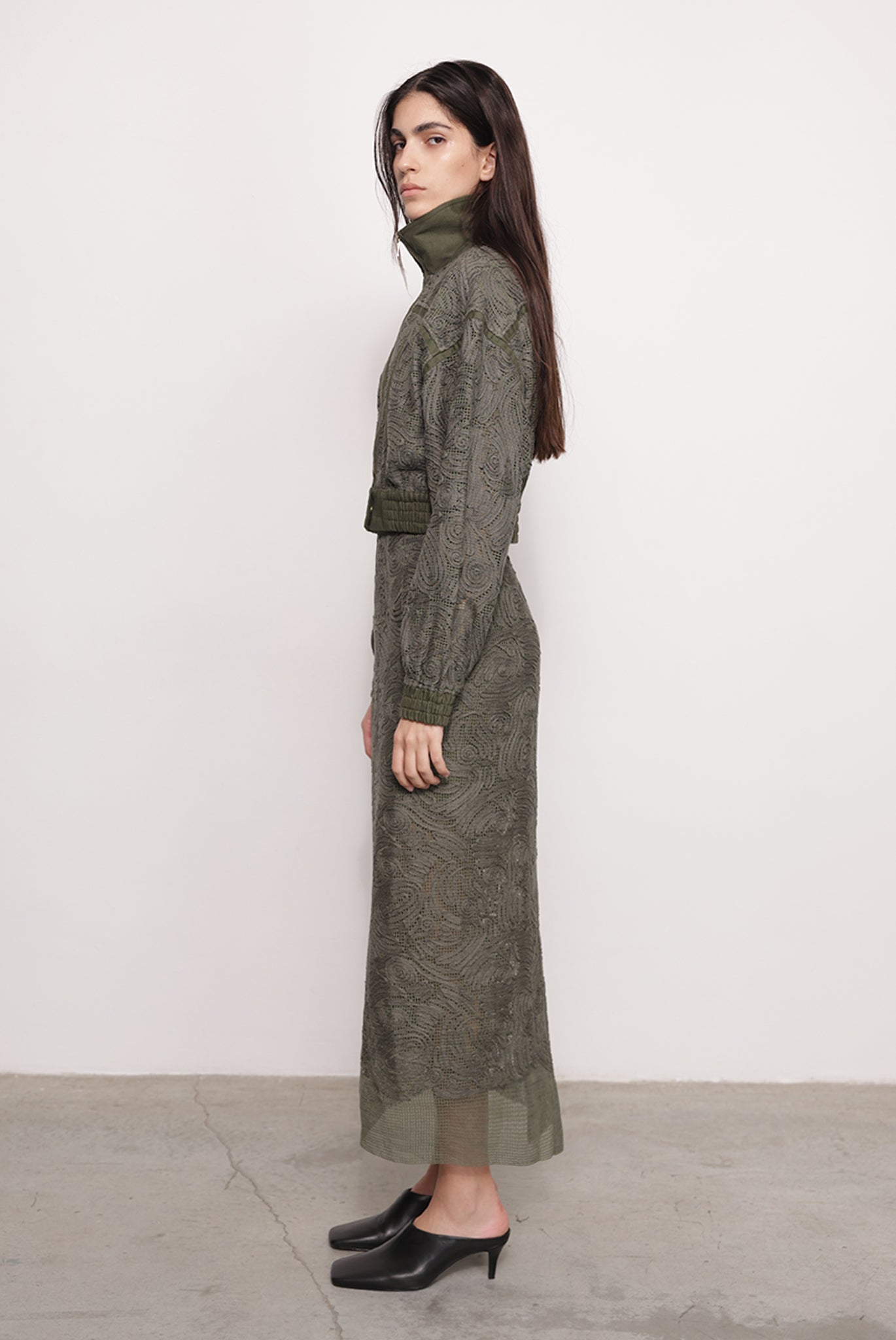 SABINA MUSAYEV - brushed_denim_w._ribbon_mesh_olive_green_fw_25_26