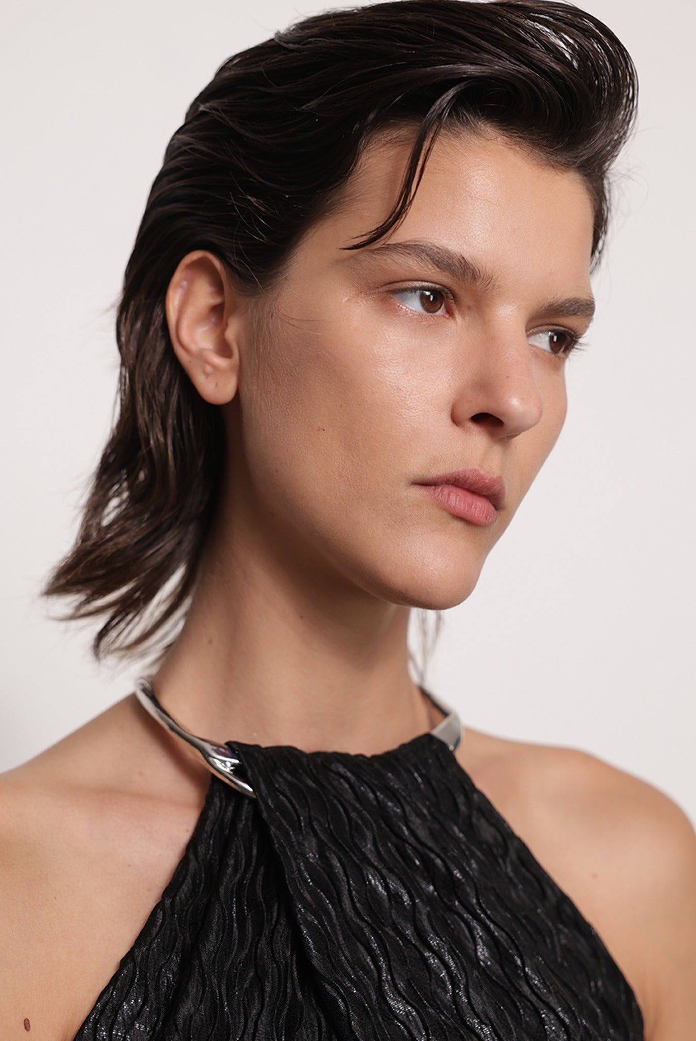 SABINA MUSAYEV - pleated_knit_w._foil_black_fw_25_26