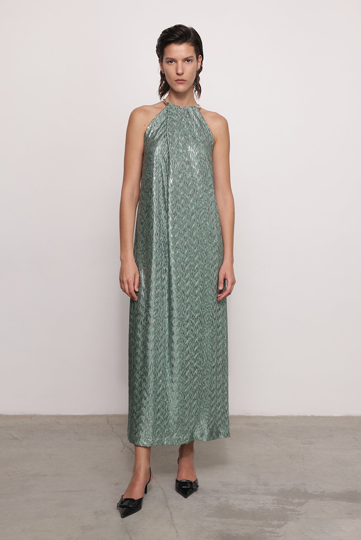 SABINA MUSAYEV - pleated_knit_w._foil_smoked_sage_fw_25_26