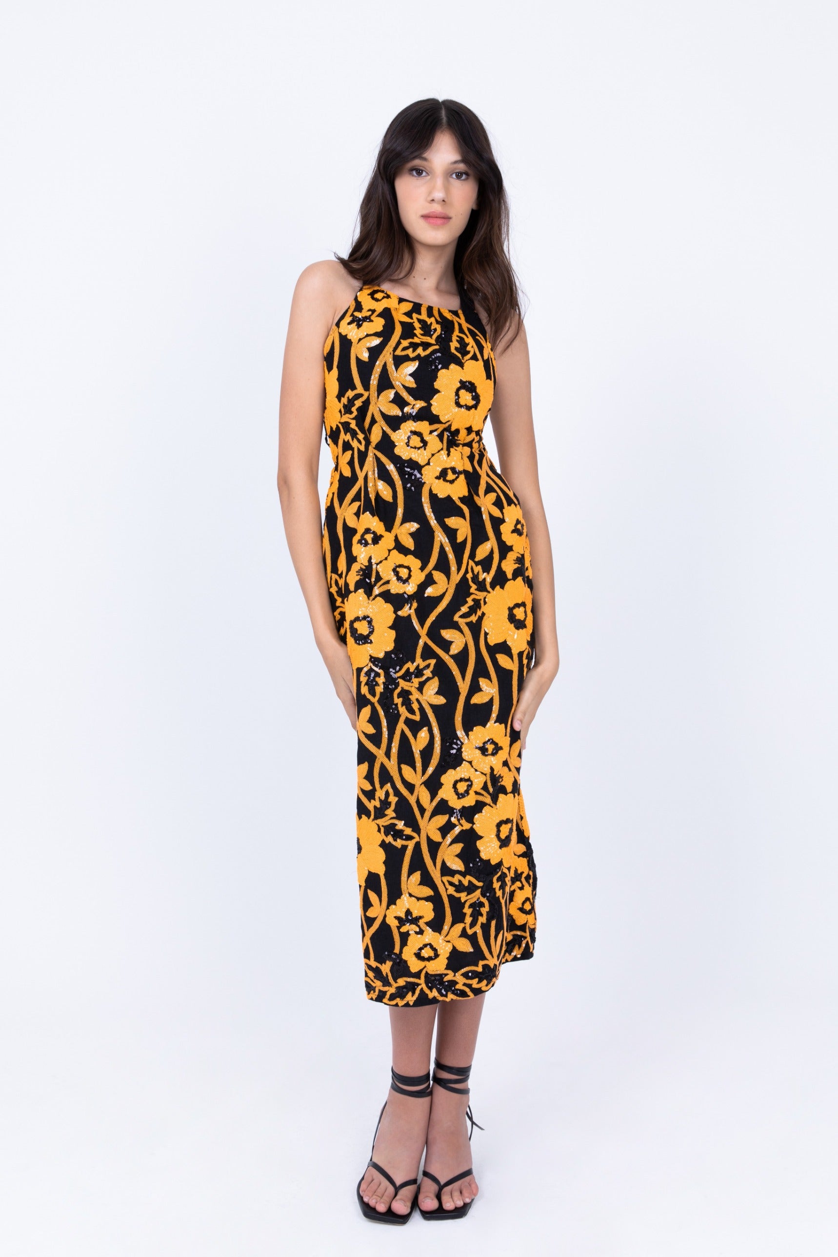SABINA MUSAYEV - sunflower_sequins_on_linen_black_ss_21