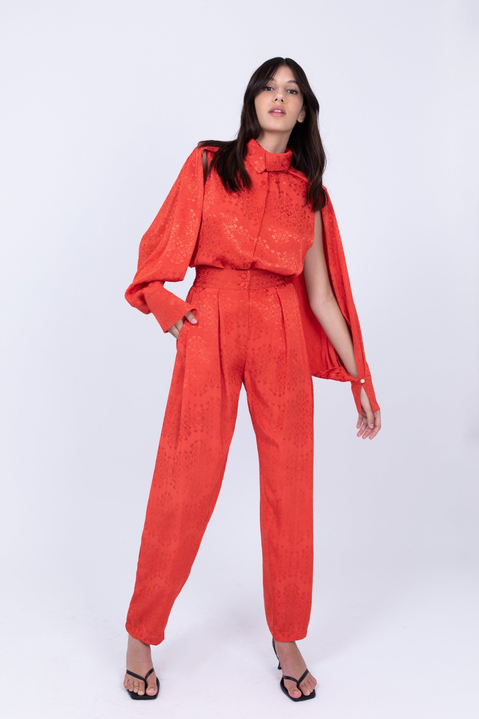 SABINA MUSAYEV - satin_viscose_with_floral_stripes_red_ss_21