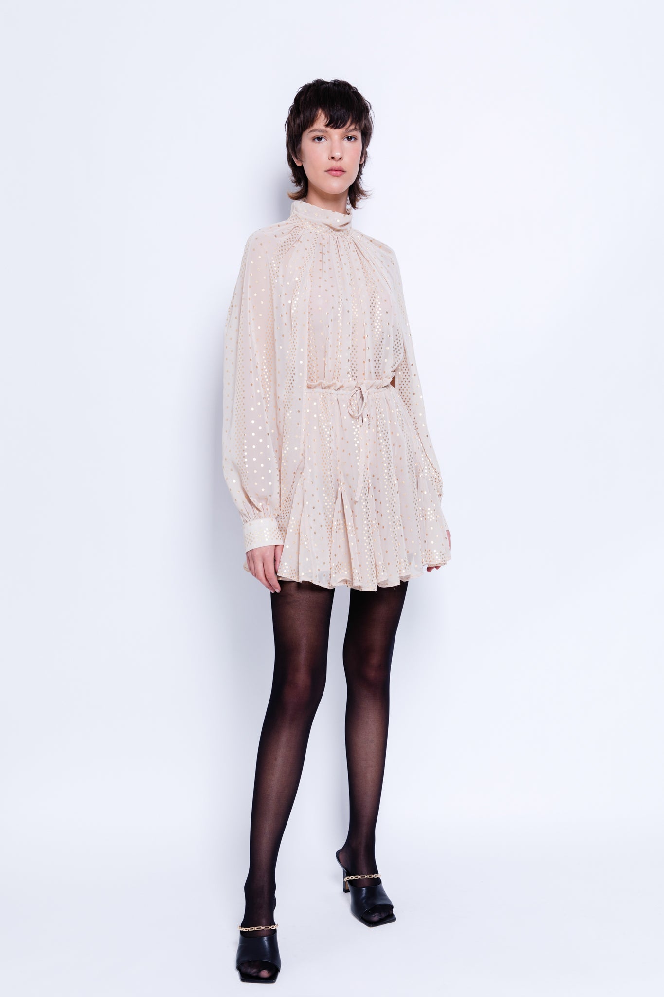 SABINA MUSAYEV - chiffon_w_gold_stripes_ivory