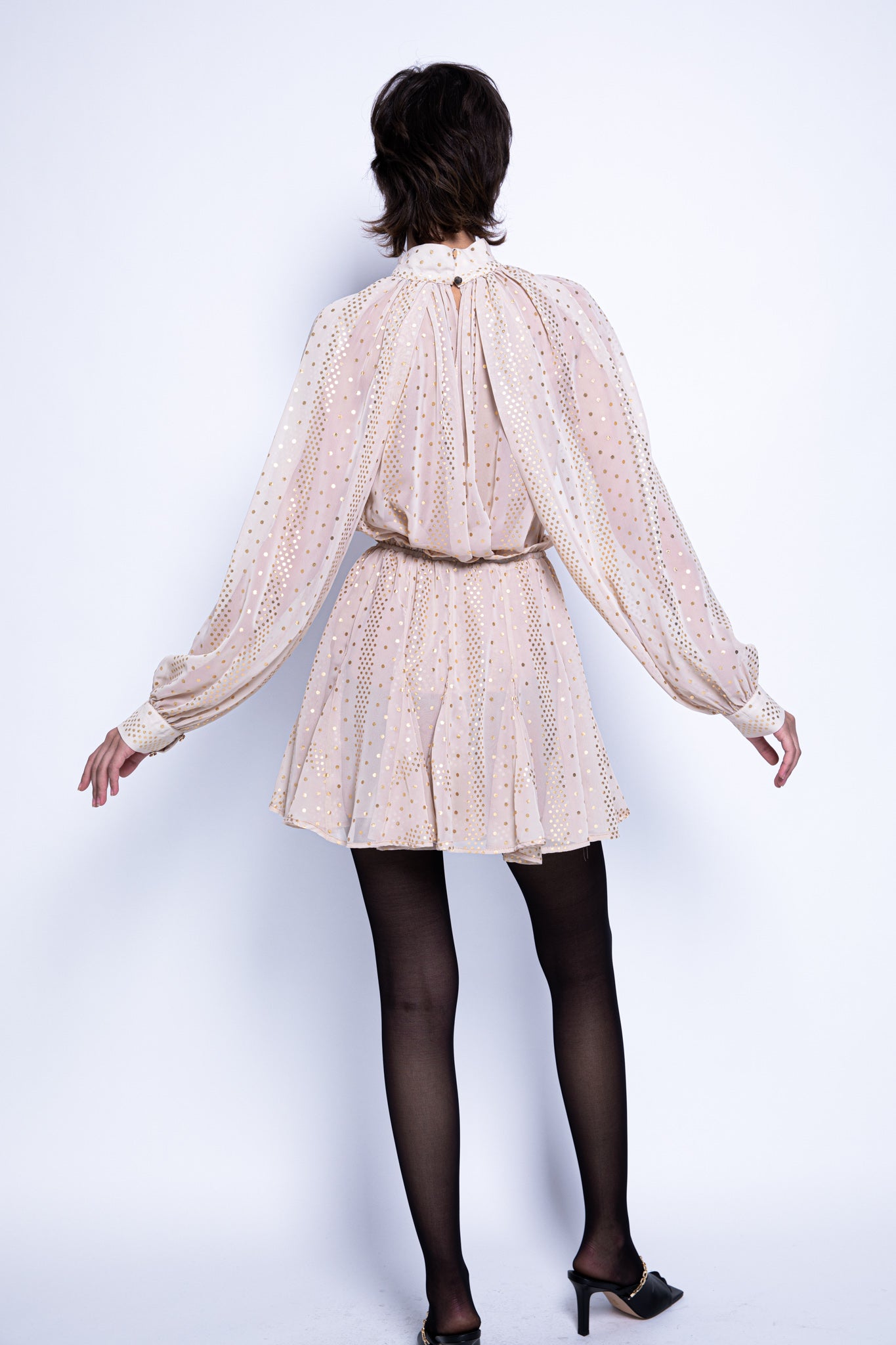 SABINA MUSAYEV - chiffon_w_gold_stripes_ivory