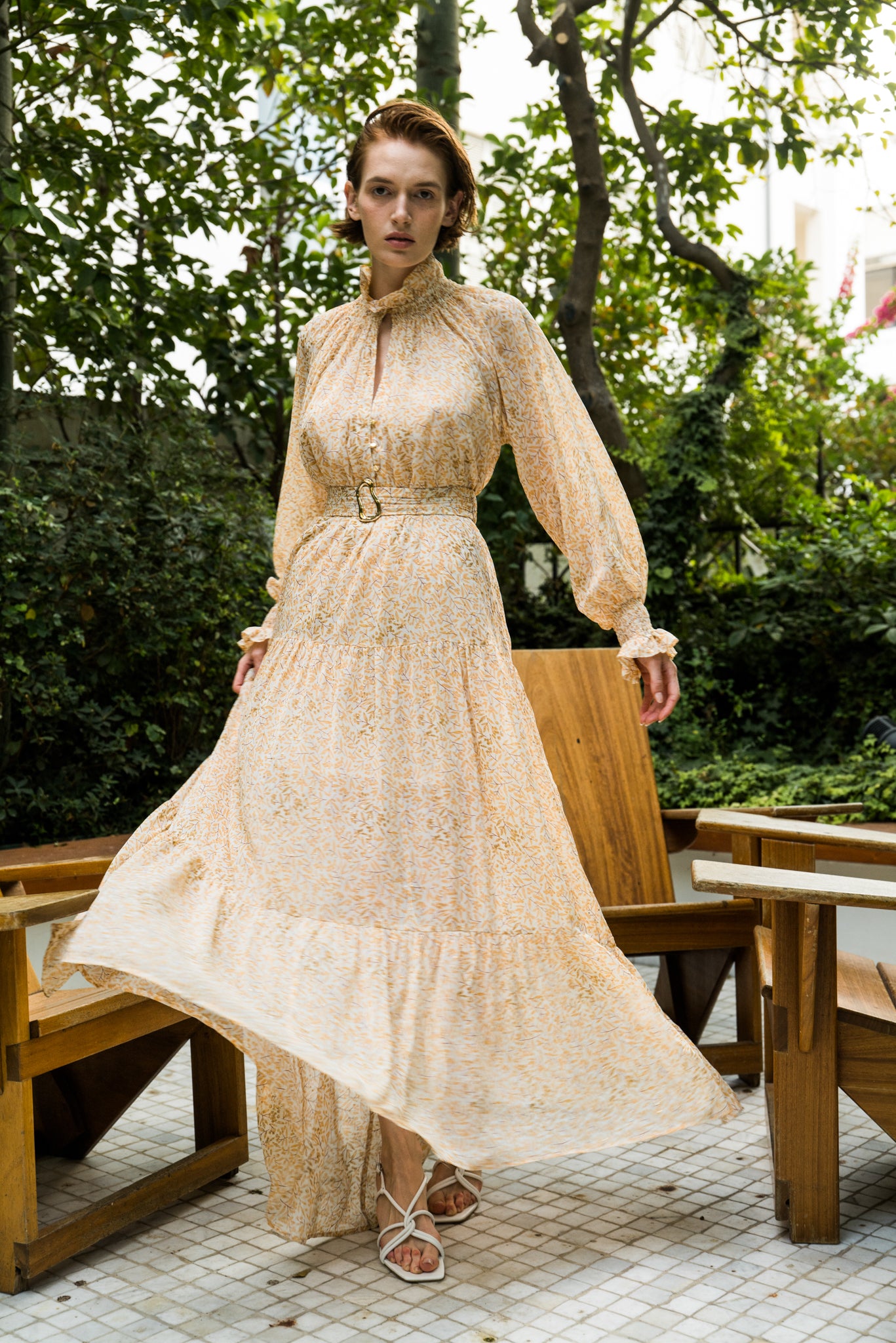 SABINA MUSAYEV - printed_chiffon_w._dewdrop_white_w._yellow