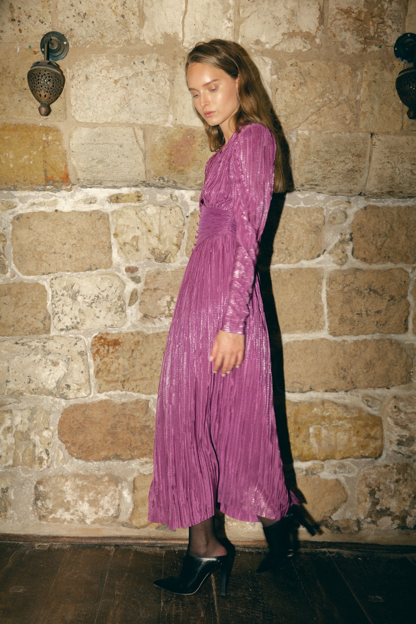 SABINA MUSAYEV - pleated_knit_w_foil_purple_fw_22_23