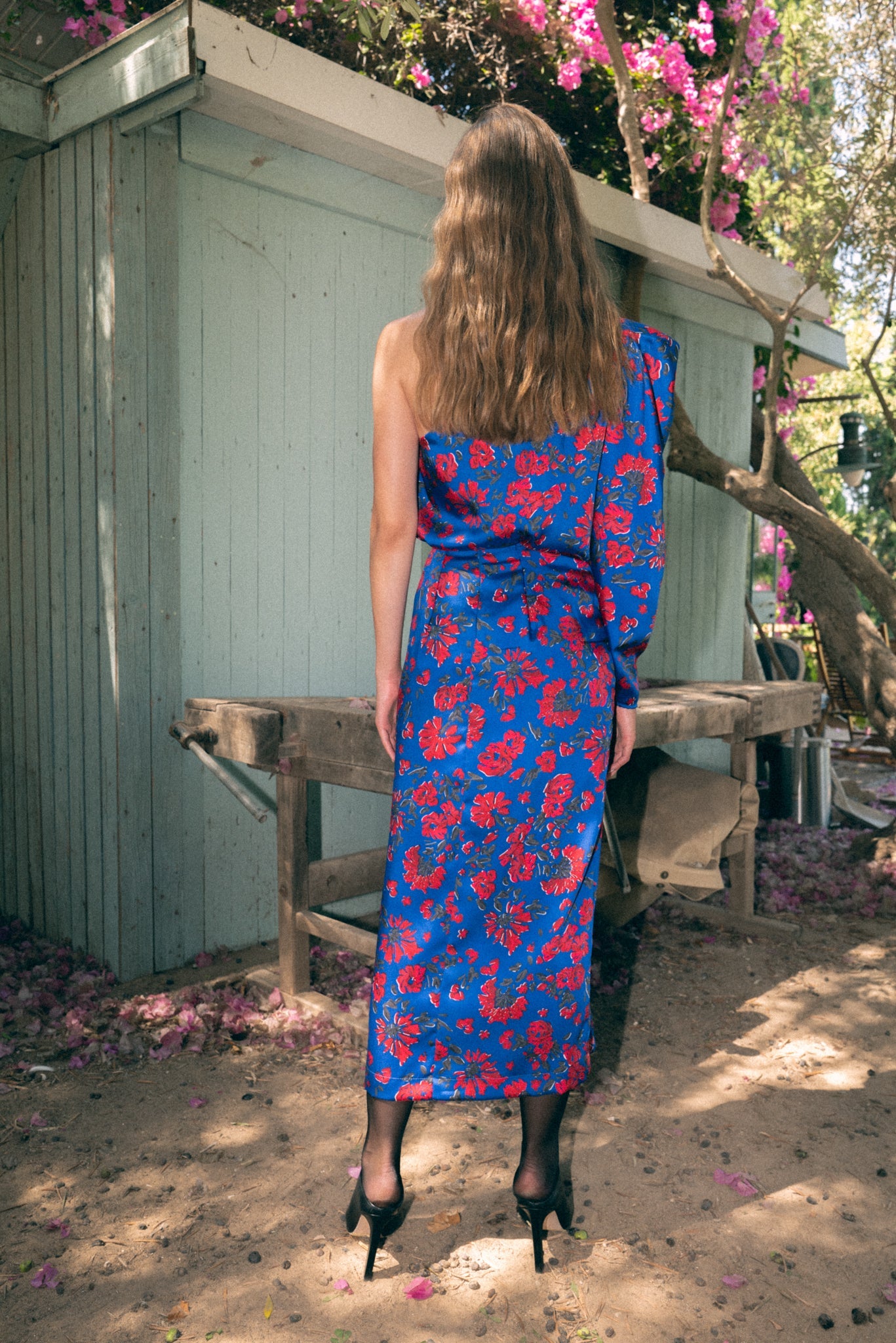 SABINA MUSAYEV - floral_print_on_satin_blue_fw_22_23