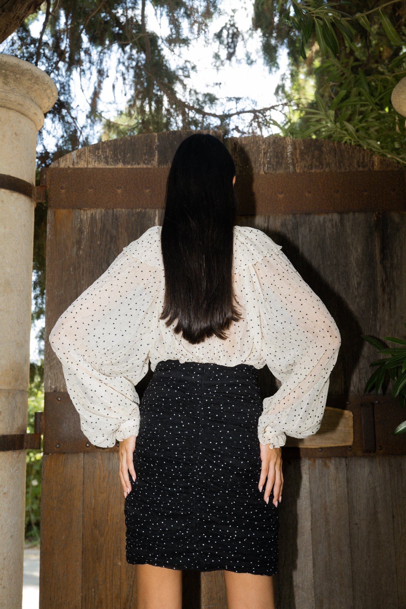 SABINA MUSAYEV - pleated_chiffon_w_dots_black_fw_22_23