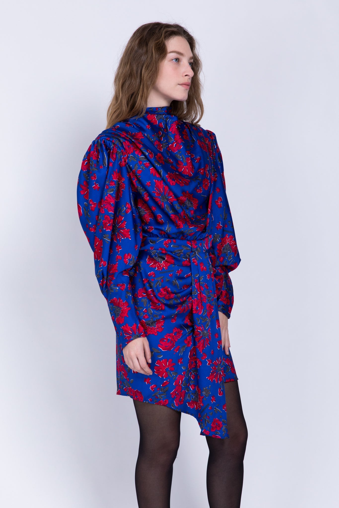 SABINA MUSAYEV - floral_print_on_satin_blue_fw_22_23