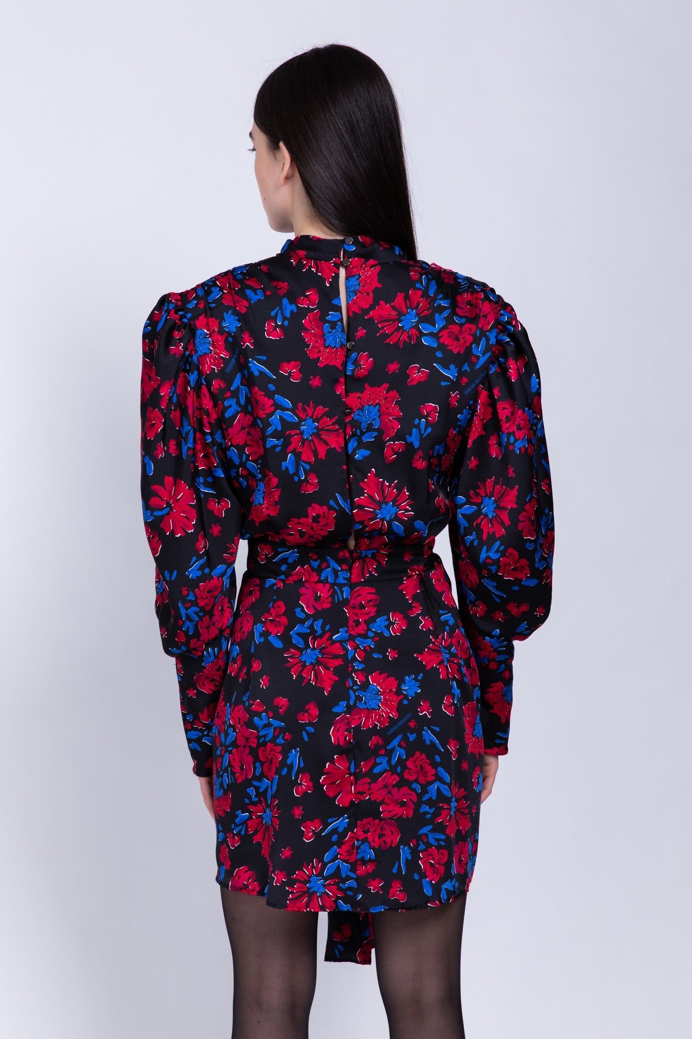 SABINA MUSAYEV - floral_print_on_satin_black_fw_22_23