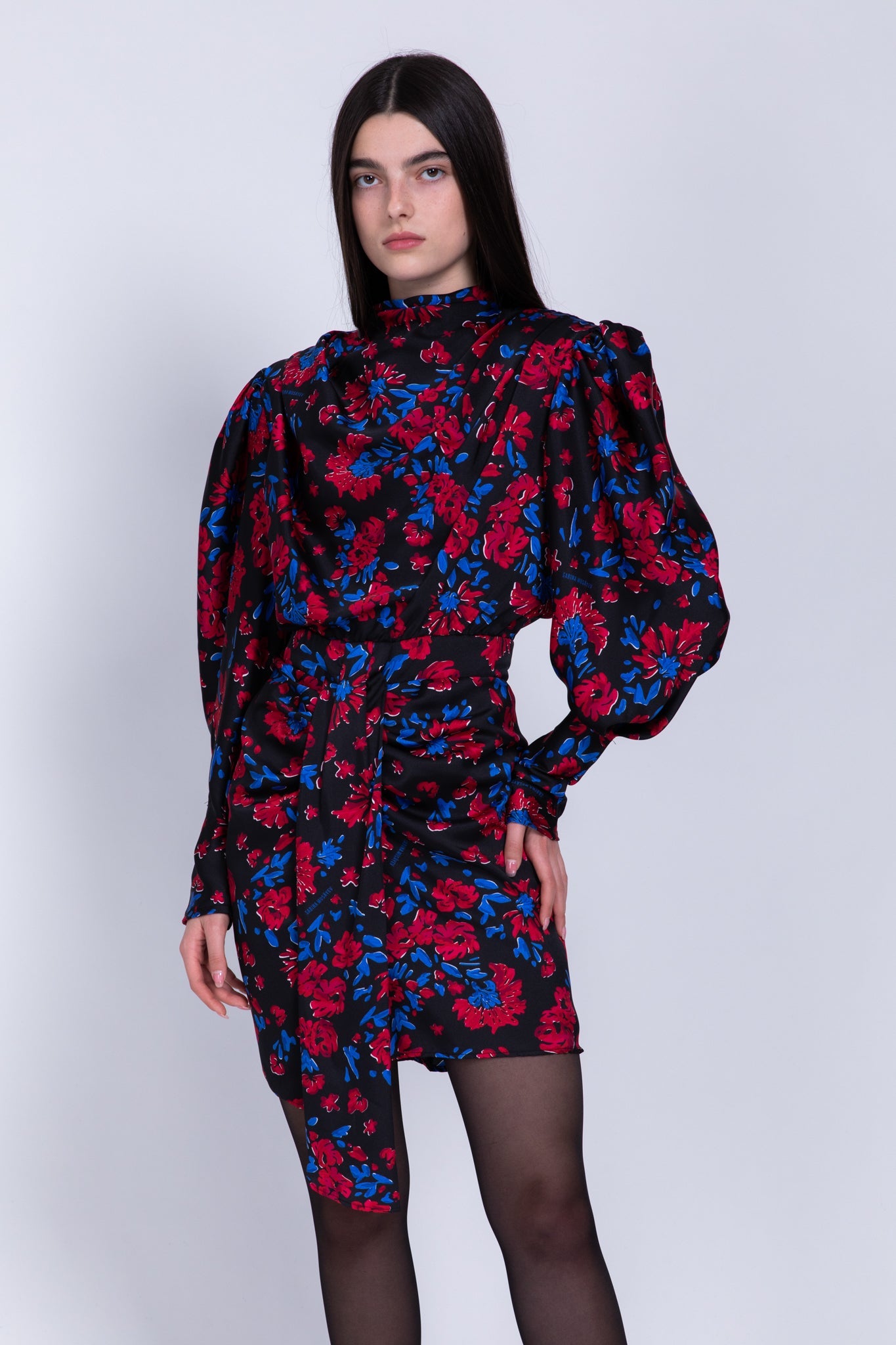 SABINA MUSAYEV - floral_print_on_satin_black_fw_22_23