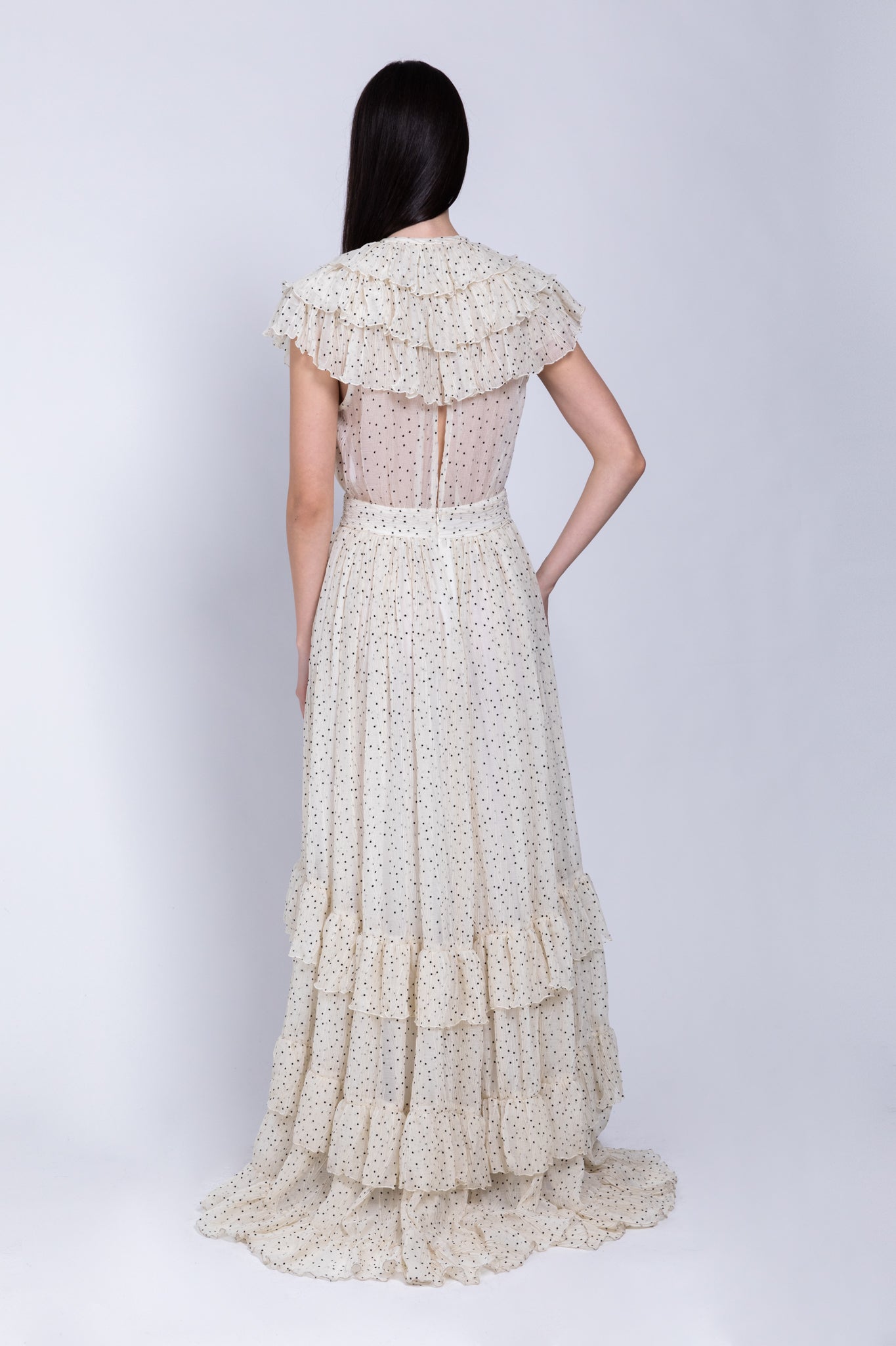 SABINA MUSAYEV - pleated_chiffon_w_dots_ivory_fw_22_23