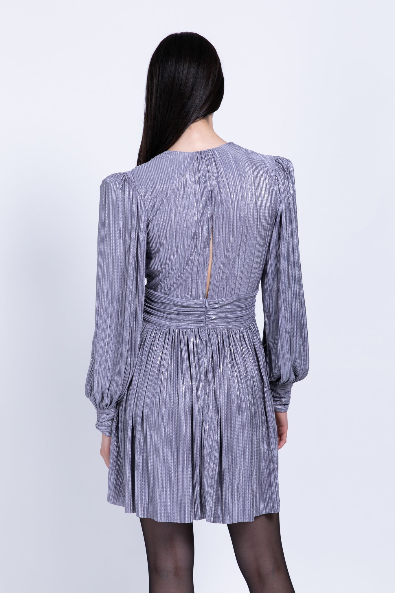 SABINA MUSAYEV - pleated_knit_w_foil_grey_fw_22_23