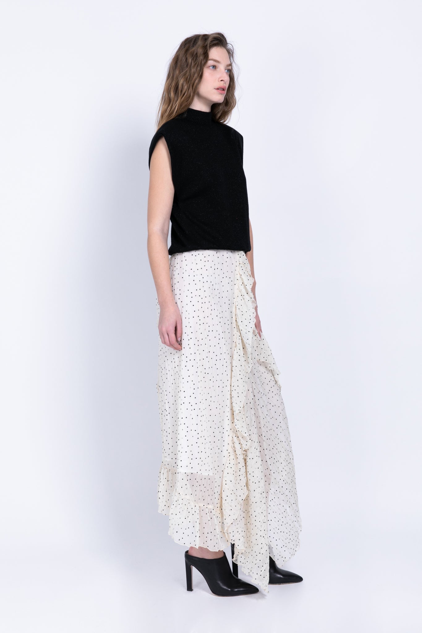 SABINA MUSAYEV - pleated_chiffon_w_dots_ivory_fw_22_23