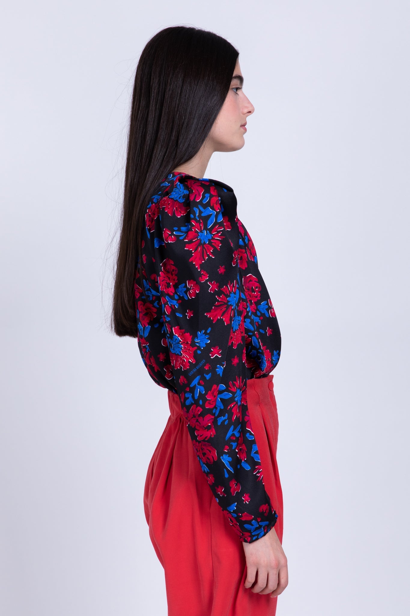 SABINA MUSAYEV - floral_print_on_satin_black_fw_22_23