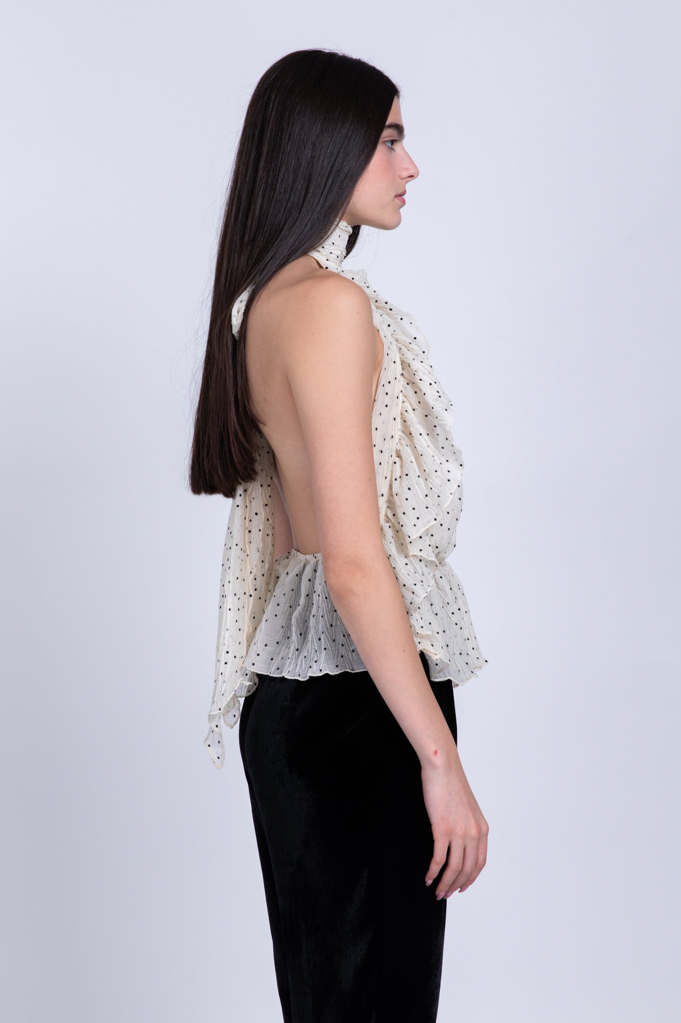 SABINA MUSAYEV - pleated_chiffon_w_dots_ivory_fw_22_23