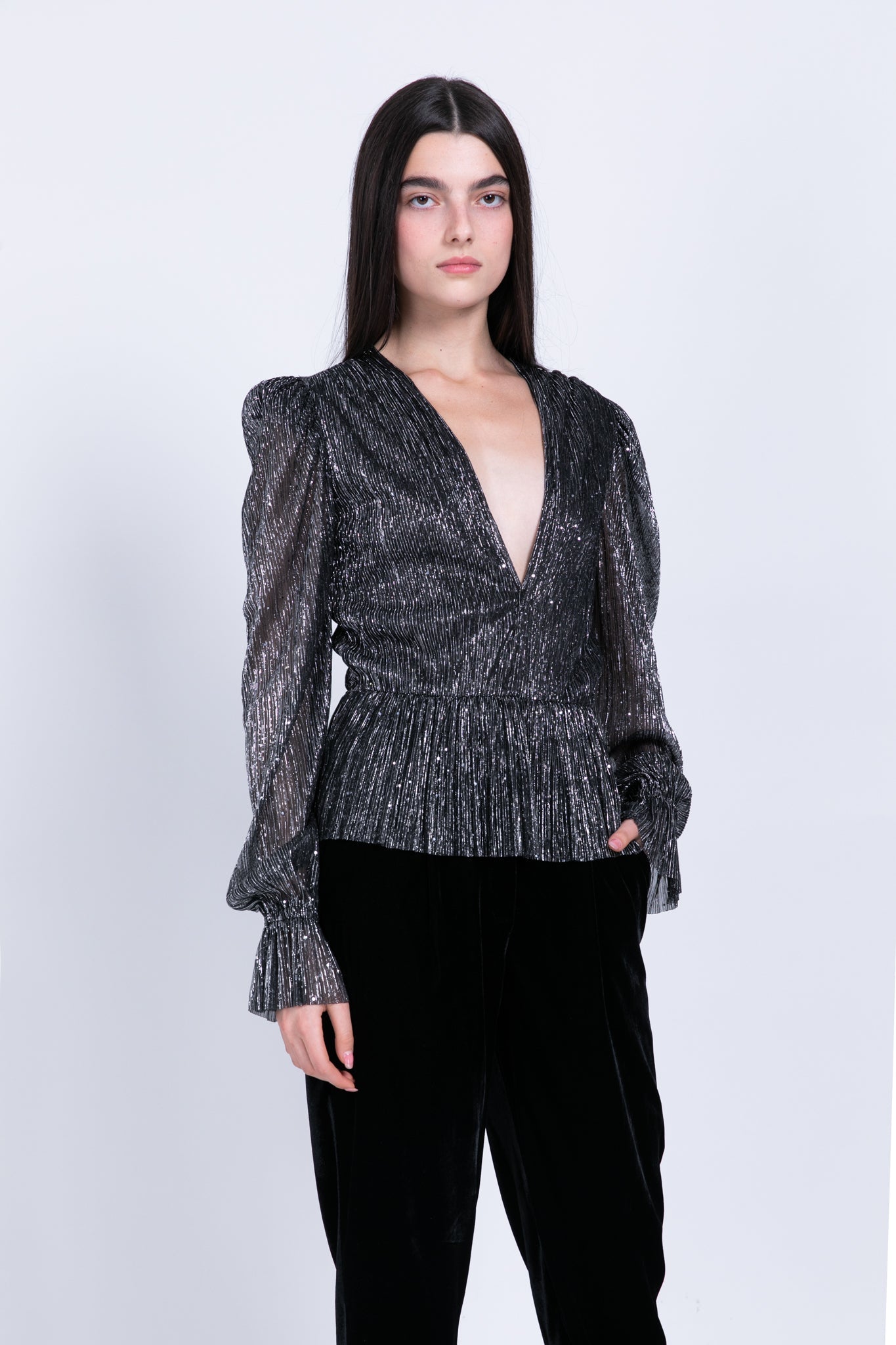 SABINA MUSAYEV - pleated_knit_w_sequins_black_fw_22_23