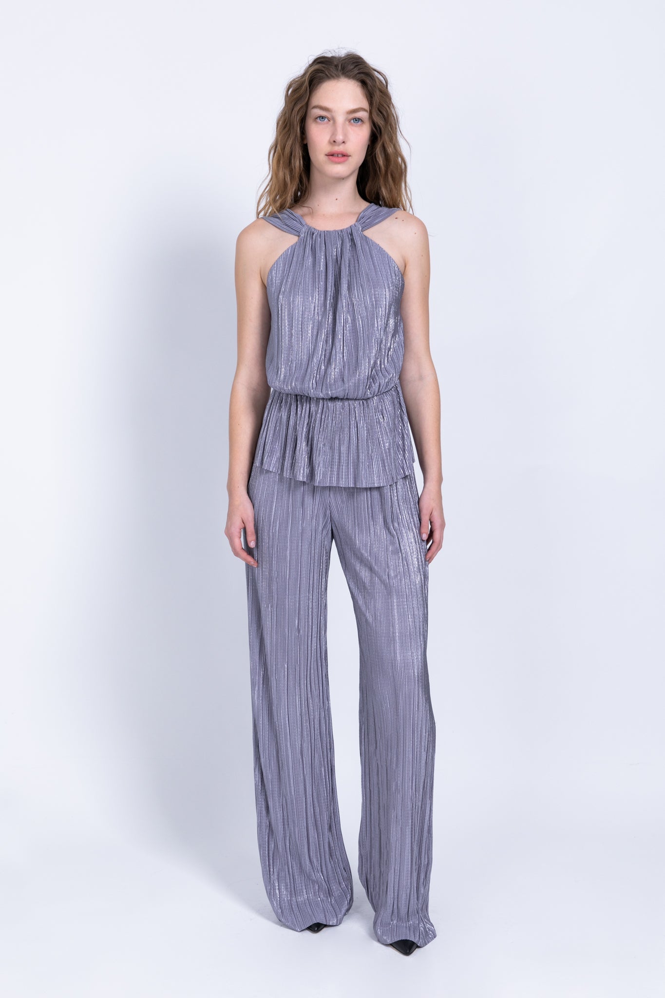 SABINA MUSAYEV - pleated_knit_w_foil_grey_fw_22_23