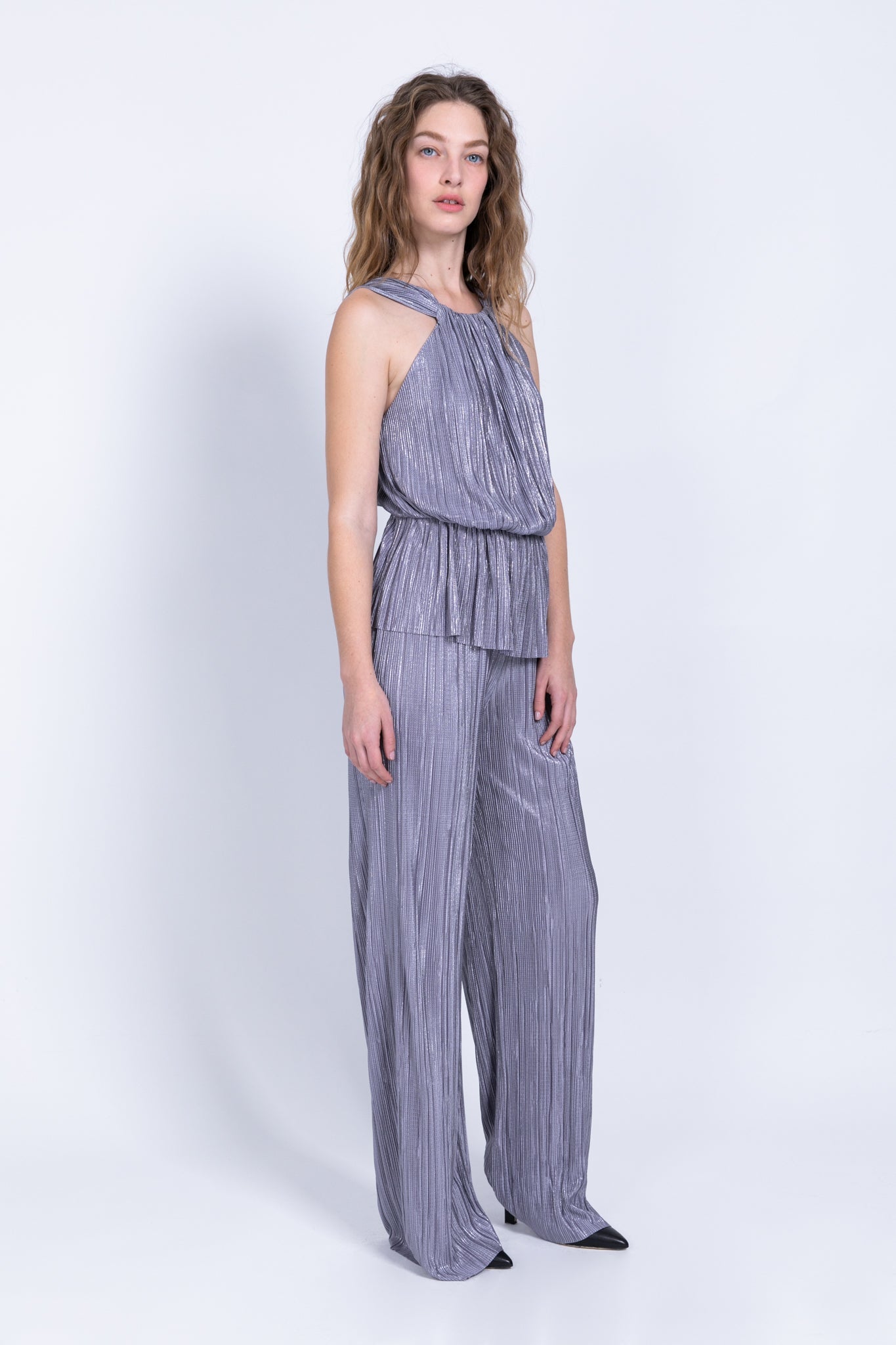 SABINA MUSAYEV - pleated_knit_w_foil_grey_fw_22_23