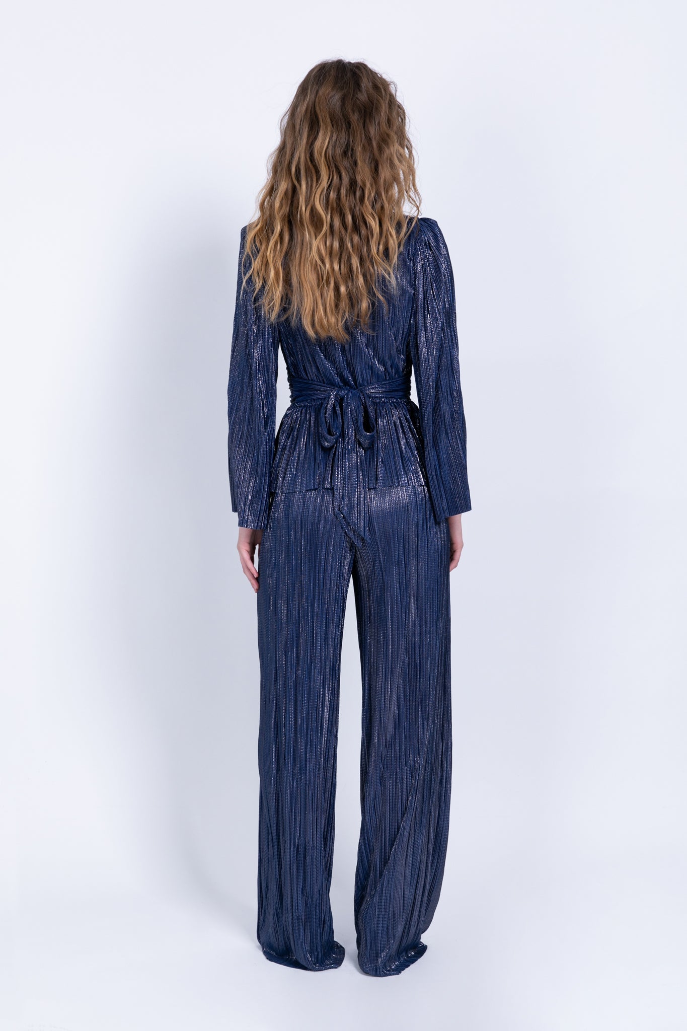 SABINA MUSAYEV - pleated_knit_w_foil_blue_fw_22_23