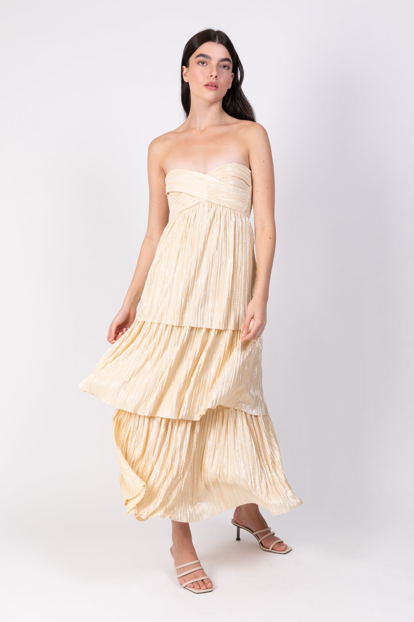 SABINA MUSAYEV - pleated_knit_w_foil_pale_yellow_ss_22