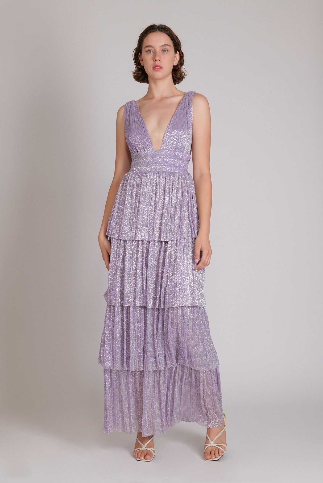 SABINA MUSAYEV - pleated_knit_w_speckled_foil_lilac
